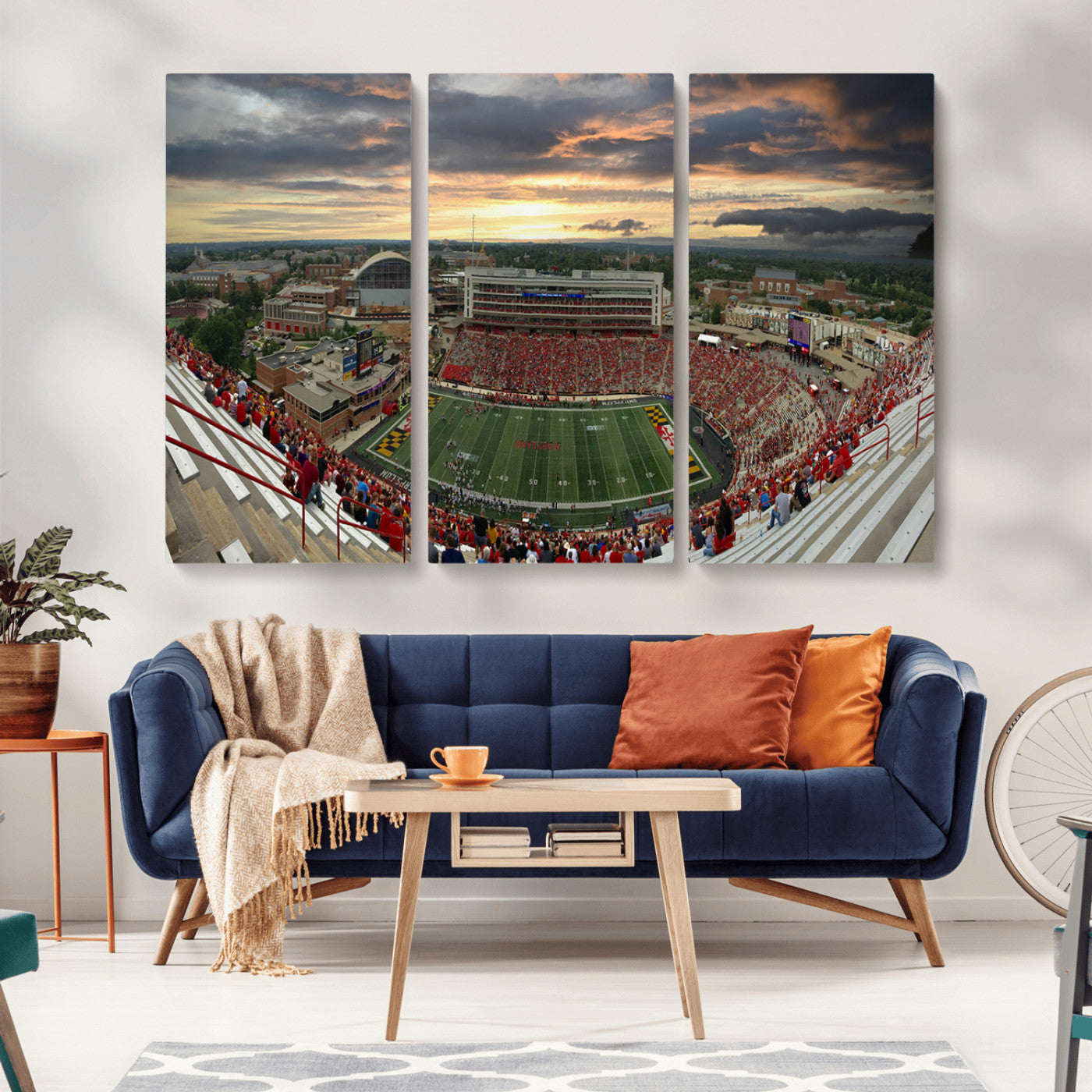 MGV-CV-48X32-3P - University of Maryland Terrapins Football Team Print - College Park SECU Stadium Wall Art Canvas