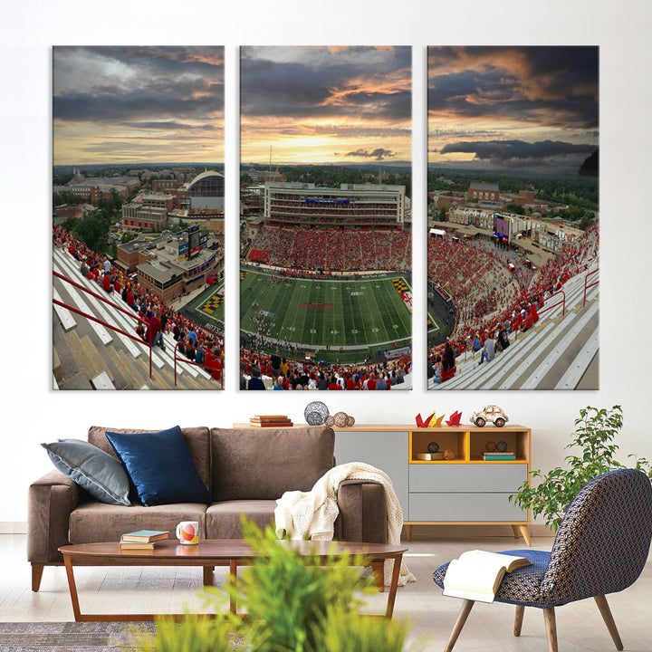 University of Maryland Terrapins Football Team Print - College Park SECU Stadium Wall Art Canvas Print