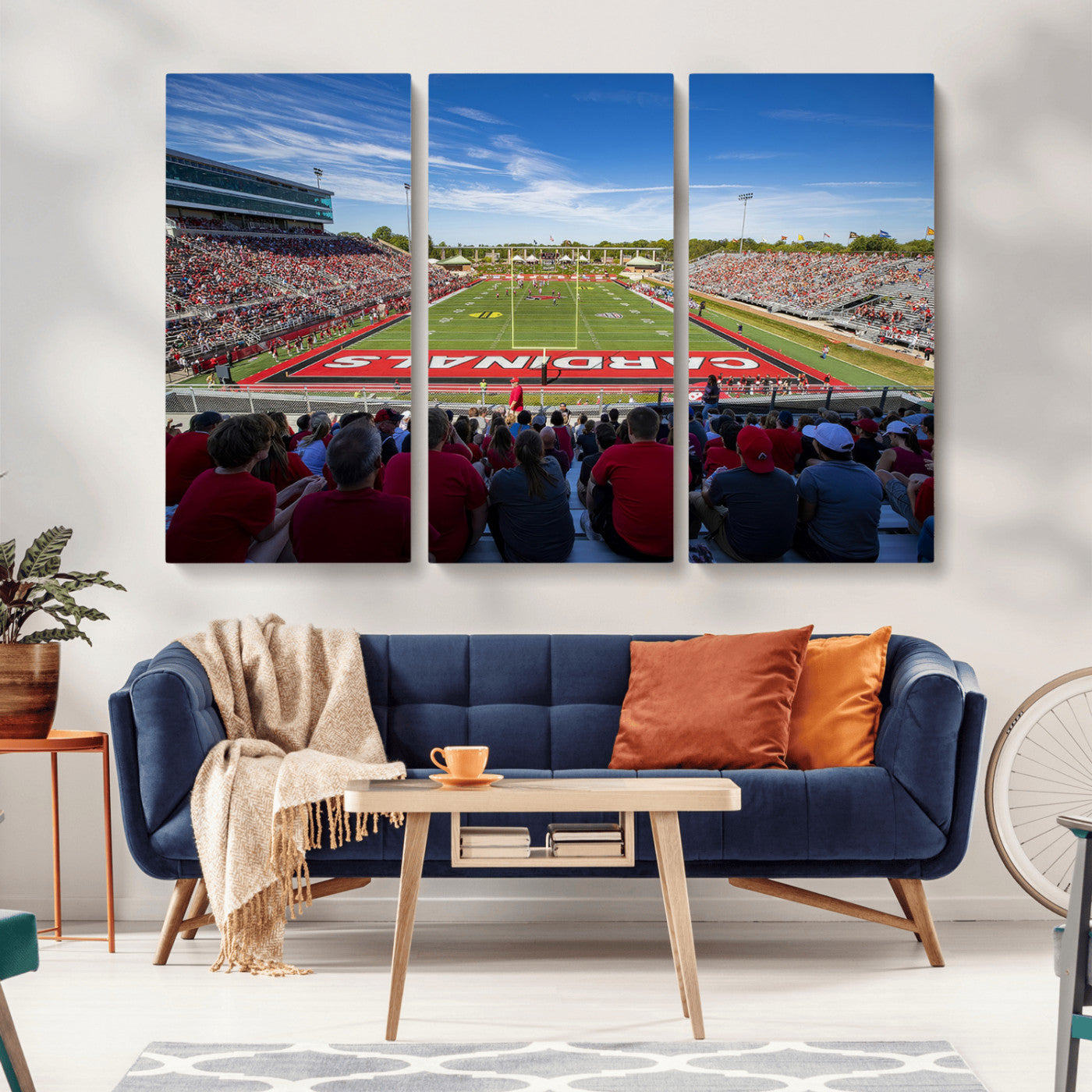 MGV-CV-48X32-3P - Ball State Cardinals Football Team Print - Muncie Scheumann Stadium Wall Art Canvas Print