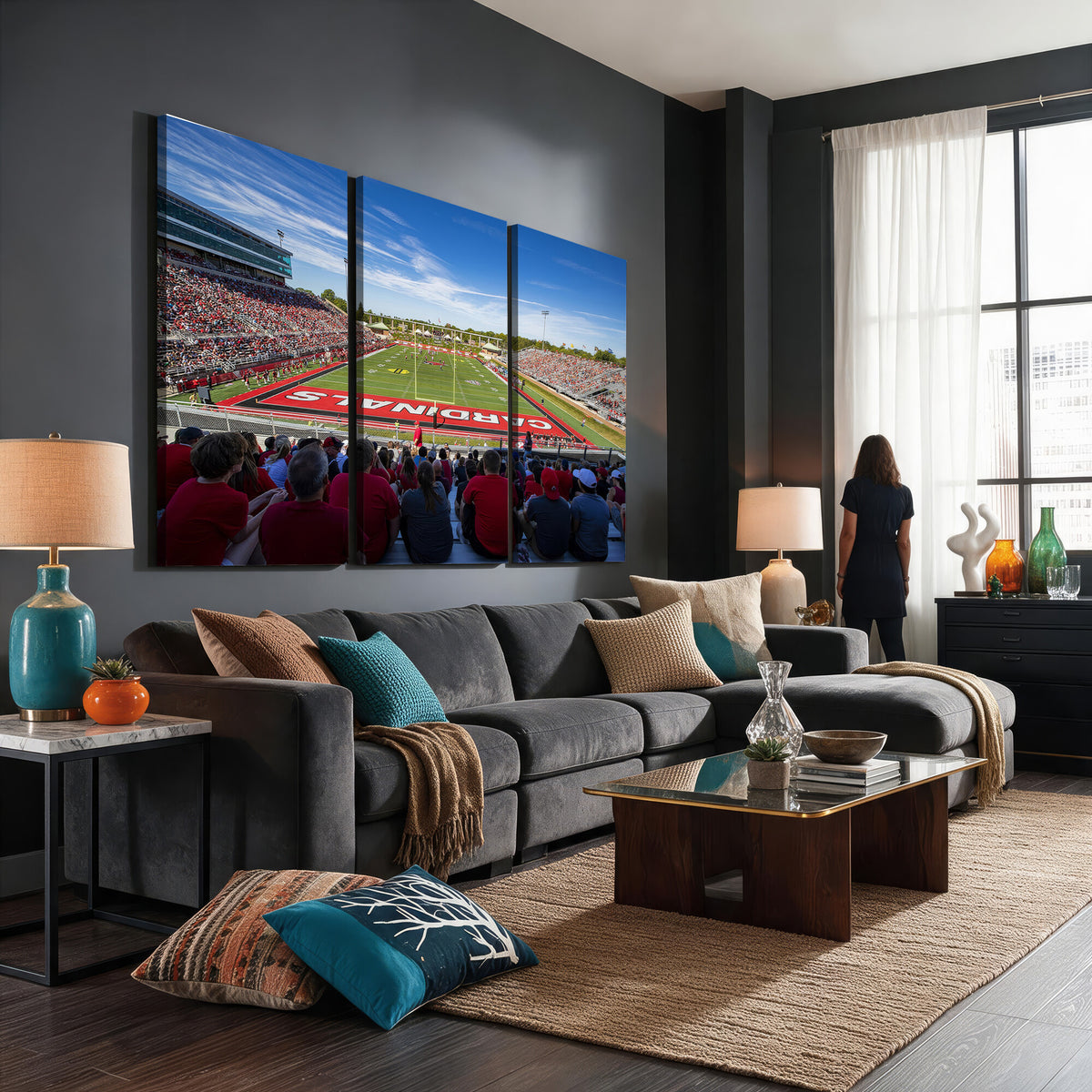 71475-PAN-FL-20X10 - Ball State Cardinals Football Team Print - Muncie Scheumann Stadium Wall Art Canvas Print