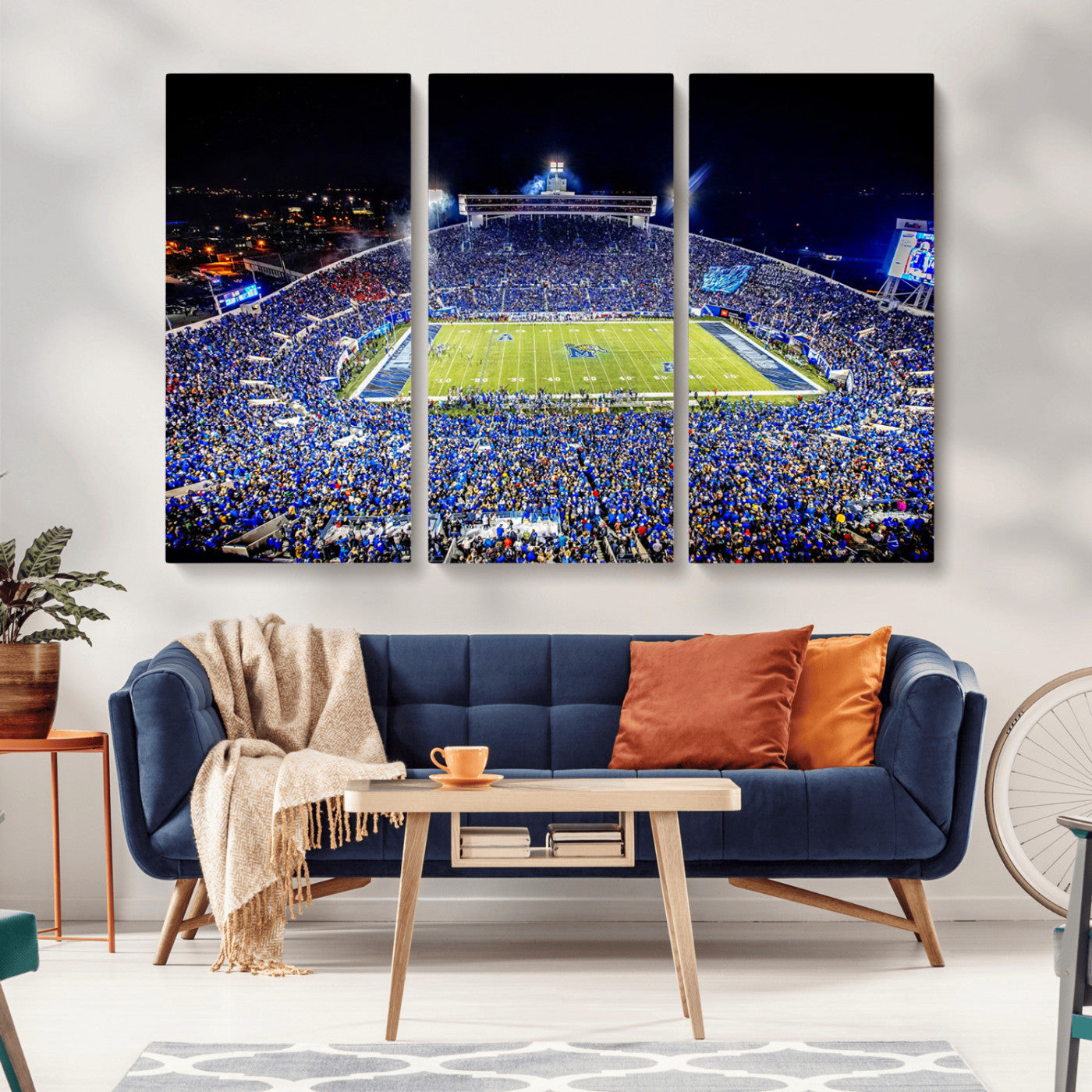 MGV-CV-48X32-3P - University of Memphis Tigers Football Team Print - Memphis Simmons Bank Liberty Stadium Wall Art
