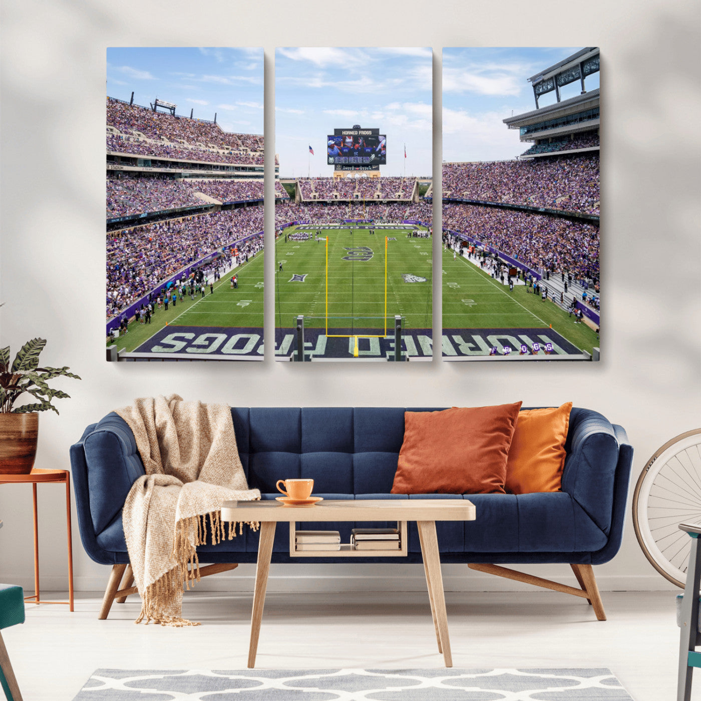 MGV-CV-48X32-3P - TCU Horned Frogs Football Team Print - Fort Worth Amon G. Carter Stadium Wall Art Canvas Print