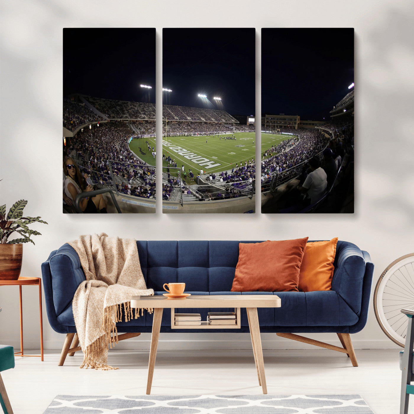 MGV-CV-48X32-3P - TCU Horned Frogs Football Team Print - Fort Worth Amon G. Carter Stadium Wall Art Canvas Print.