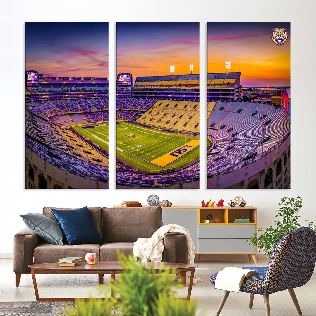 The Louisiana State University Tigers Football Team Print - Baton Rouge Tiger Stadium Wall Art Canvas Print