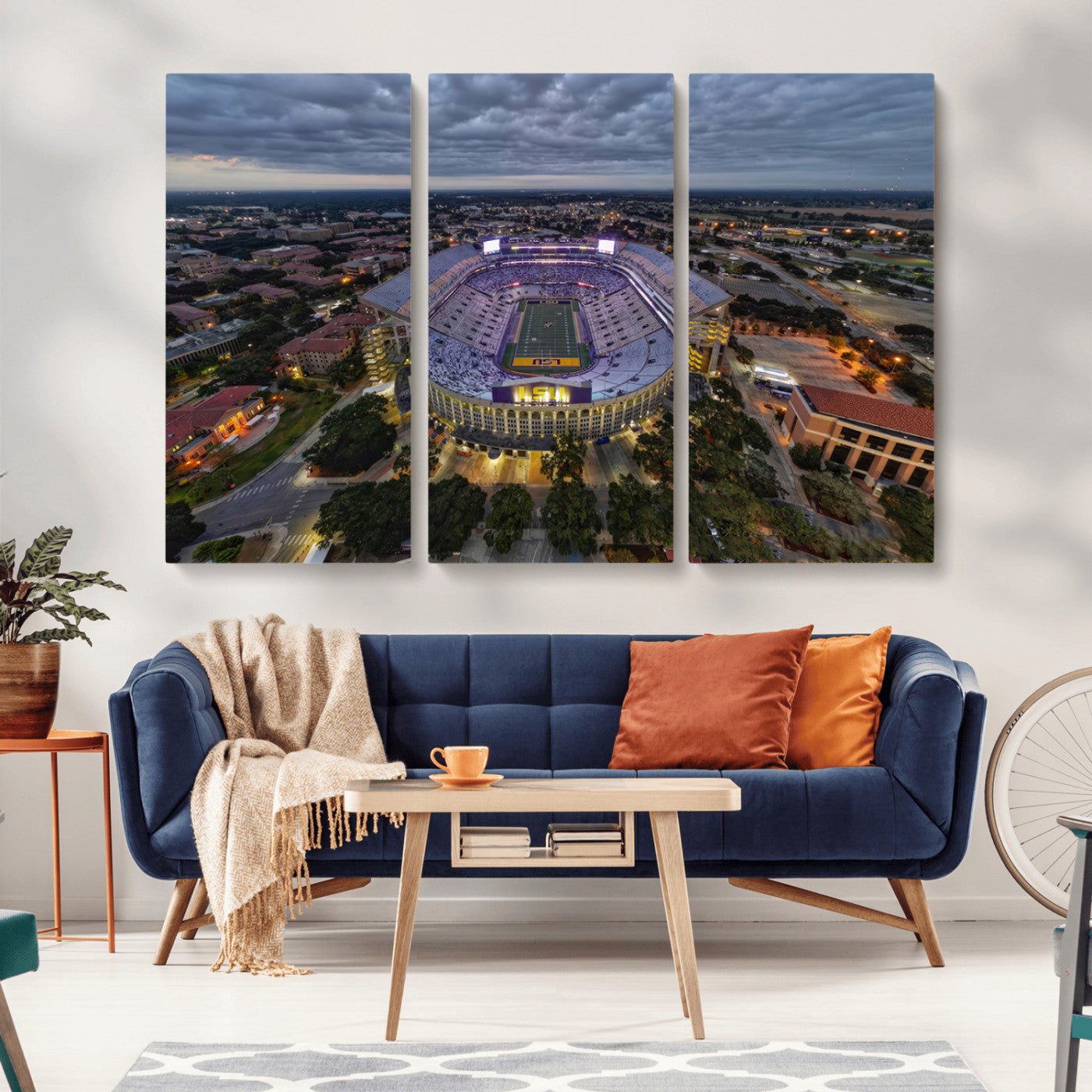 MGV-CV-48X32-3P - The Louisiana State University Tigers Football Team Print - Baton Rouge Tiger Stadium Wall Art