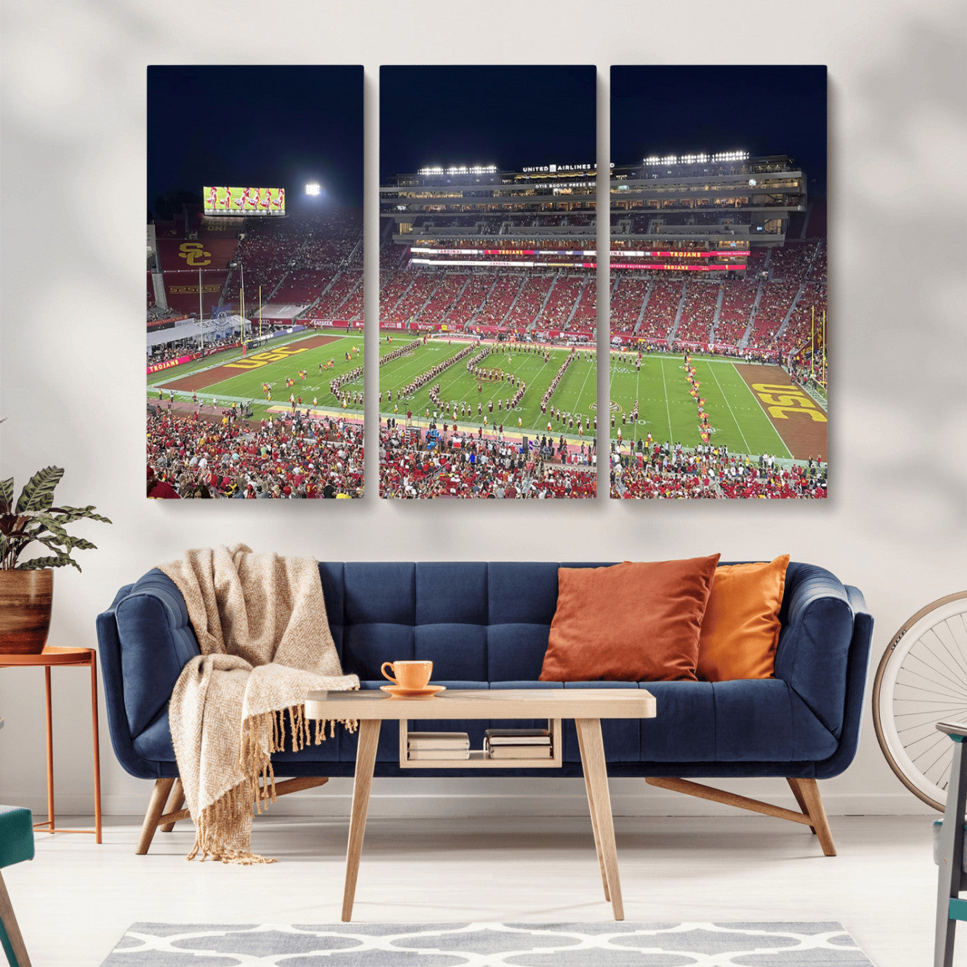 MGV-CV-48X32-3P - The University of Southern California USC Trojans Football Team Print - Los Angeles Memorial