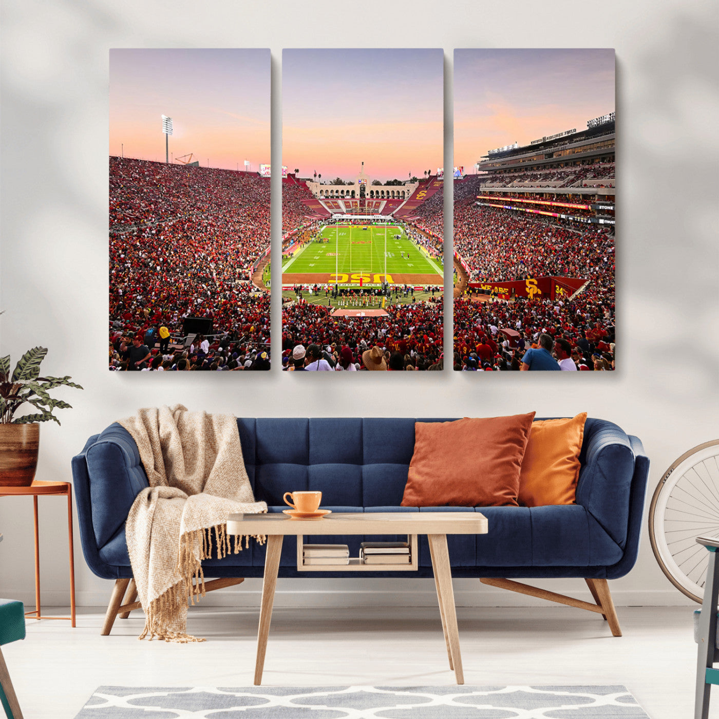 MGV-CV-48X32-3P - The University of Southern California USC Trojans Football Team Print - Los Angeles Memorial