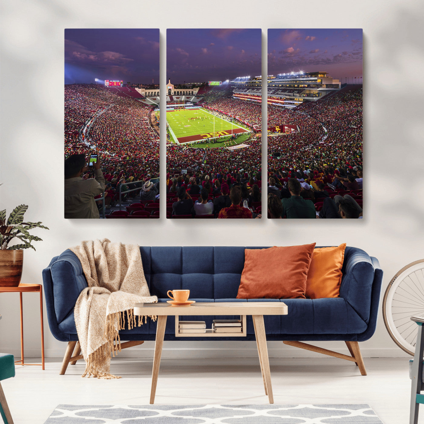 MGV-CV-48X32-3P - The University of Southern California USC Trojans Football Team Print - Los Angeles Memorial