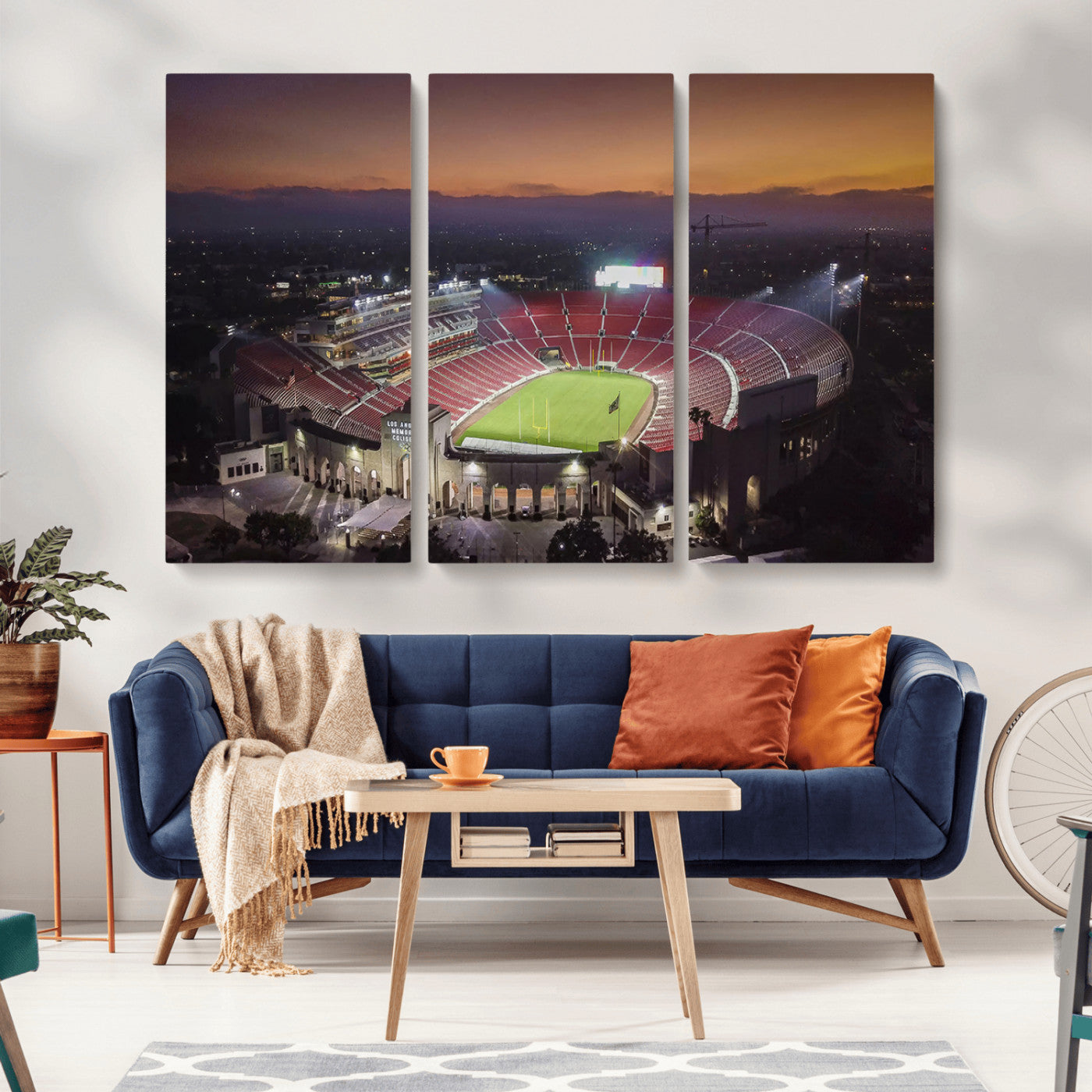MGV-CV-48X32-3P - The University of Southern California USC Trojans Football Team Print - Los Angeles Memorial