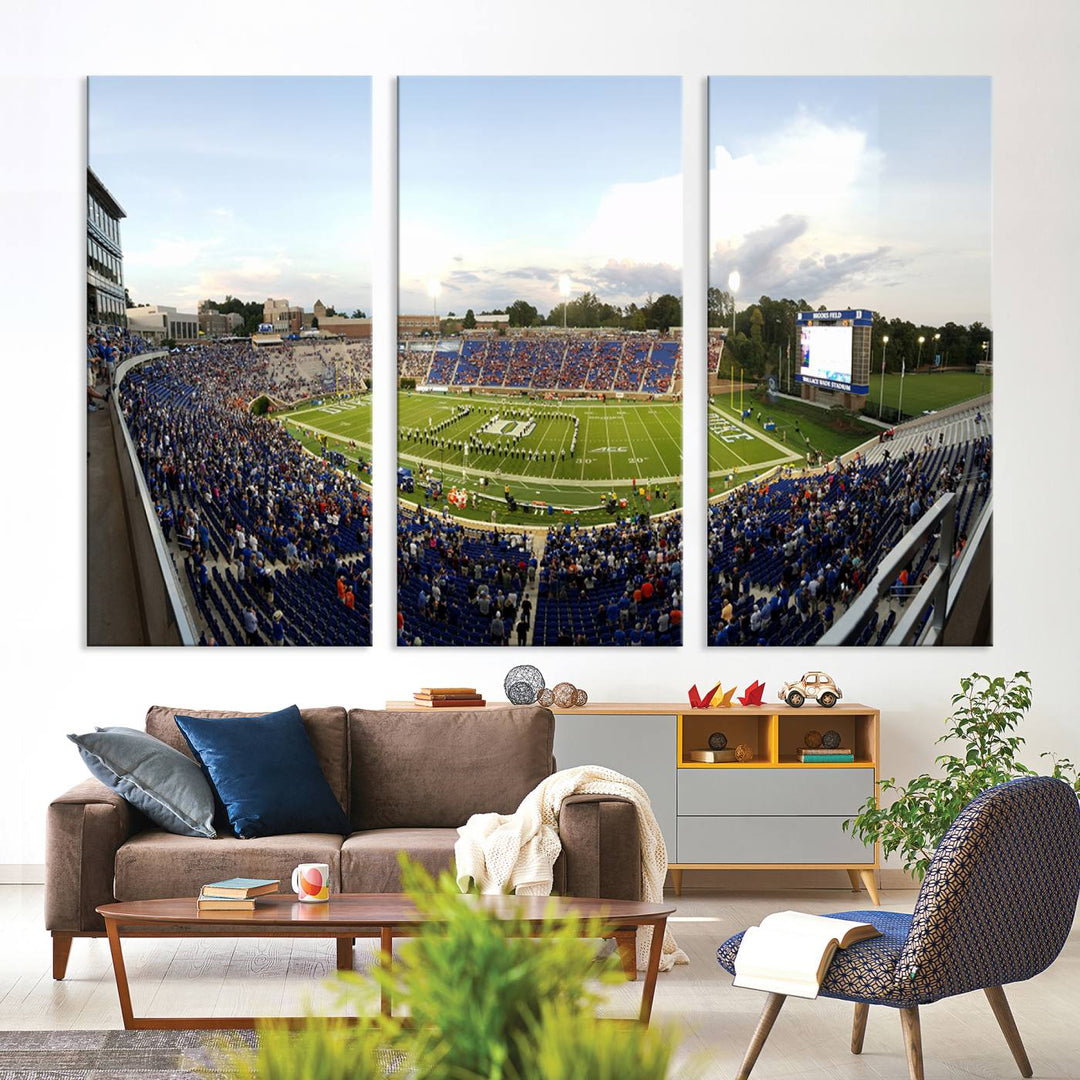 Wallace Wade Stadium print featuring a green field and sky.