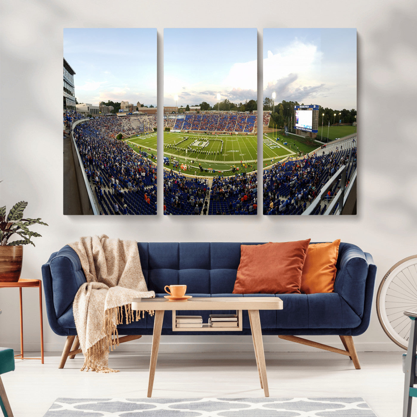MGV-CV-48X32-3P - The Duke University Blue Devils Football Team Print - Durham Wallace Wade Stadium Wall Art Canvas