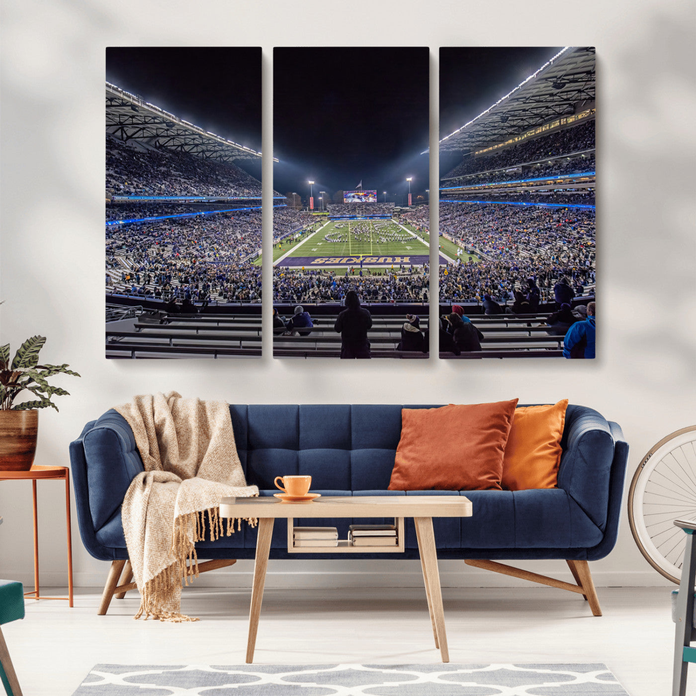 MGV-CV-48X32-3P - The University of Washington Huskies Football Team Print - Seattle Husky Stadium Wall Art Canvas
