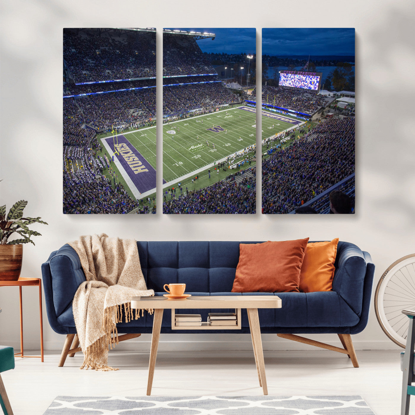 MGV-CV-48X32-3P - The University of Washington Huskies Football Team Print - Seattle Husky Stadium Wall Art Canvas