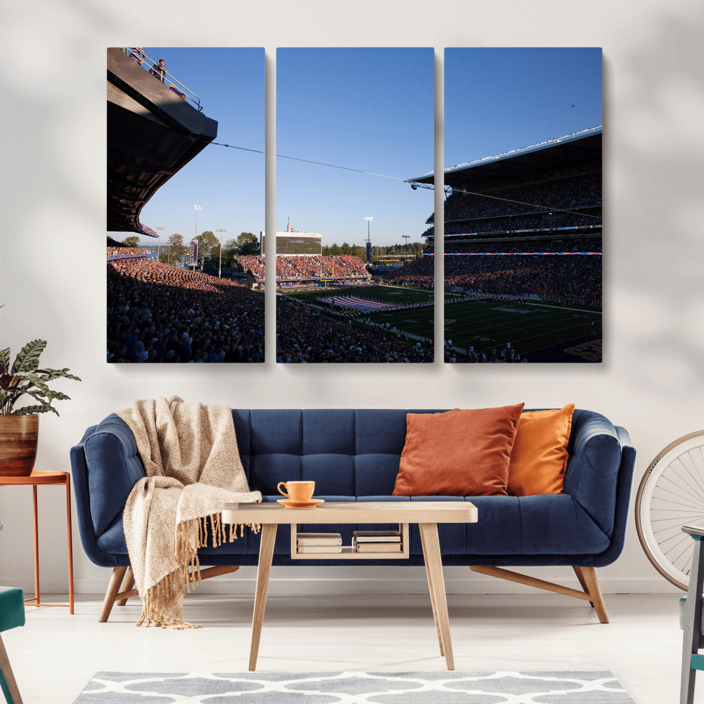 MGV-CV-48X32-3P - The University of Washington Huskies Football Team Print - Seattle Husky Stadium Wall Art Canvas