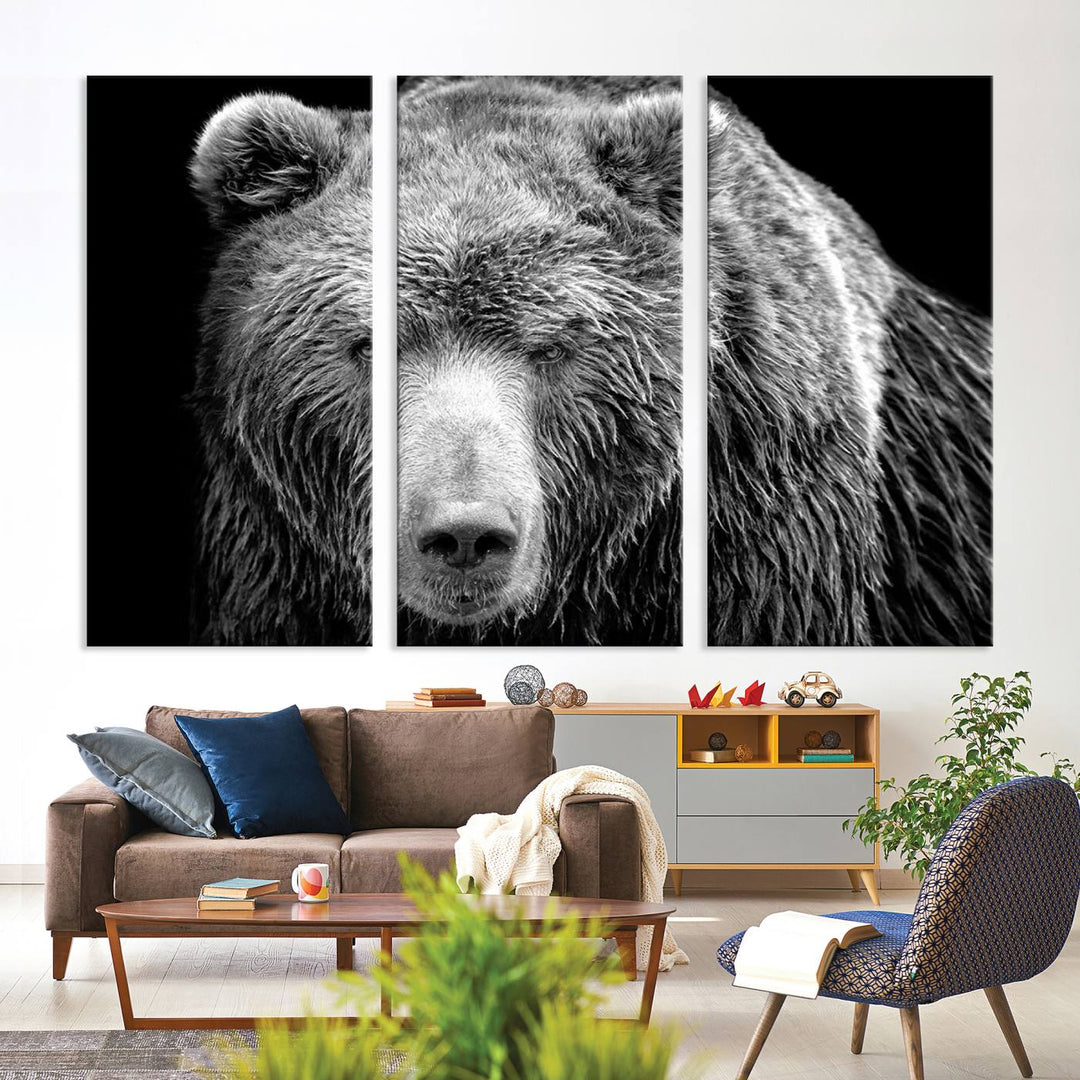 Grizzly Bear Canvas Print | Ready to Hang Wall Art | Rustic Farmhouse & Cabin Decor | Wildlife Artwork