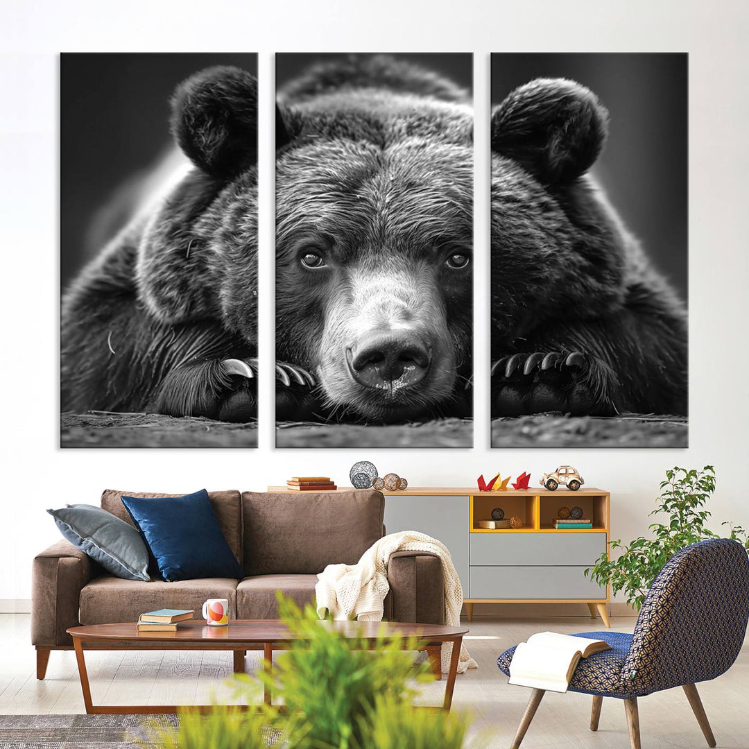 Resting Grizzly Bear Canvas Print | Ready to Hang Wall Art | Rustic Cabin & Farmhouse Decor | Wildlife Art