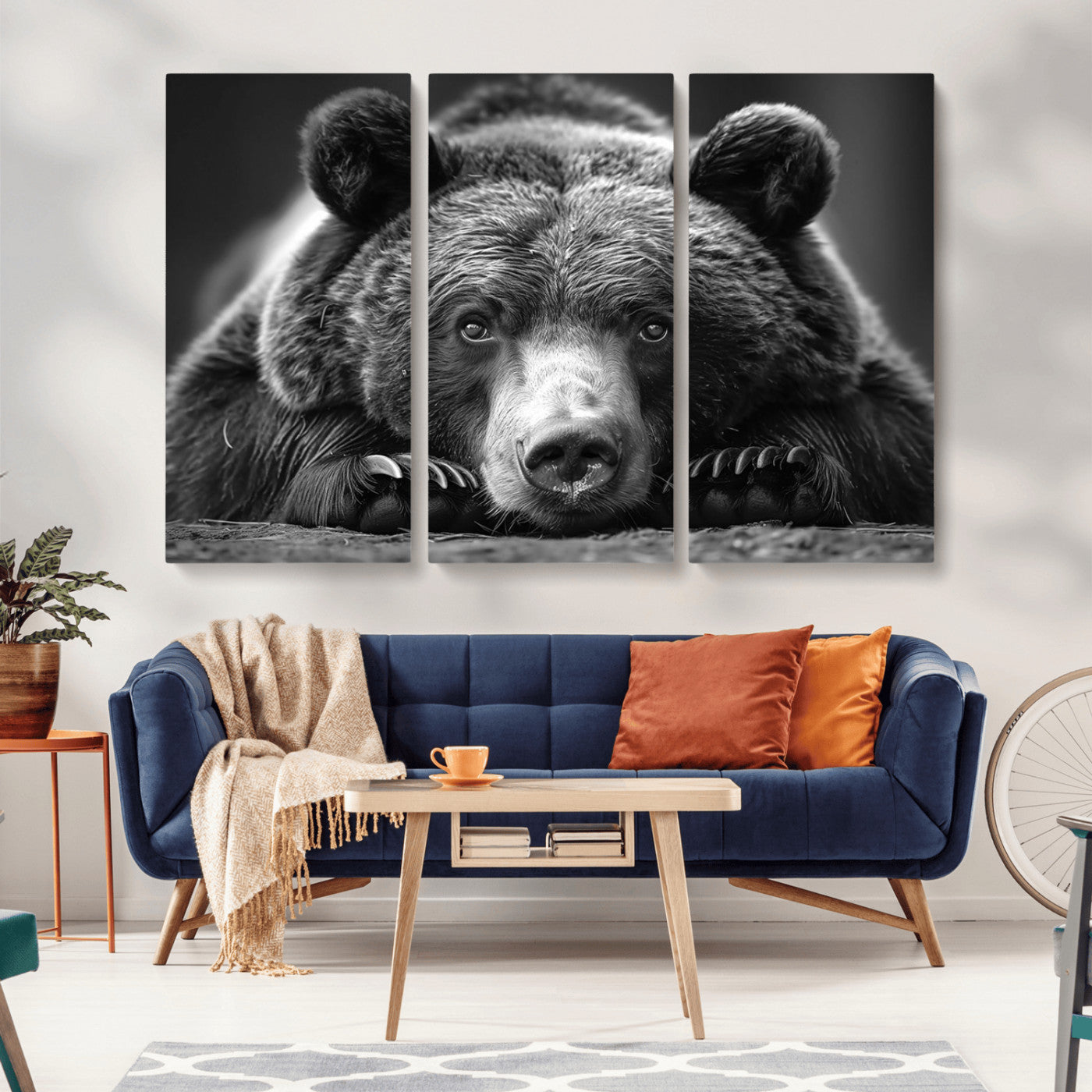 MGV-CV-48X32-3P - Resting Grizzly 399 Bear Canvas Print | Ready to Hang Wall Art | Rustic Cabin & Farmhouse Decor |