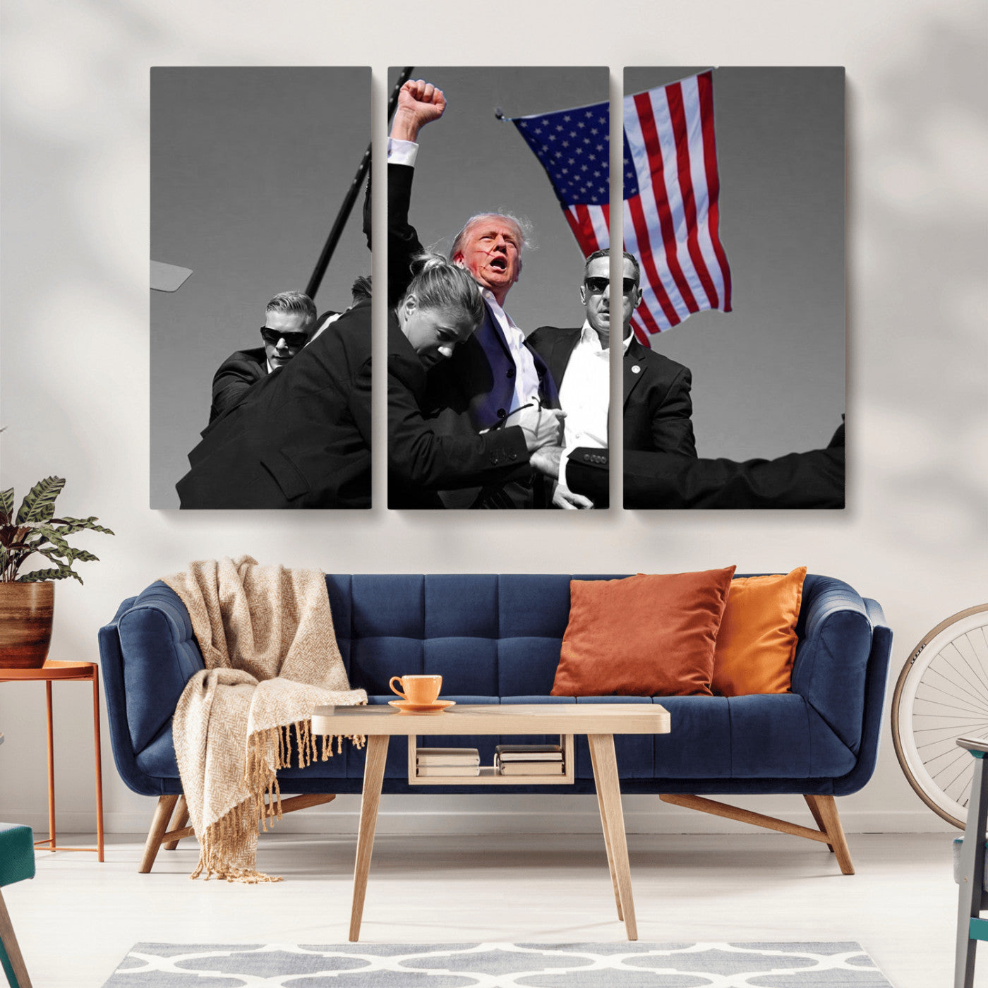 MGV-CV-48X32-3P - Donald Trump Assassination Attempt Wall Art Print, Trump Historic Footage - Iconic Reaction by Trump
