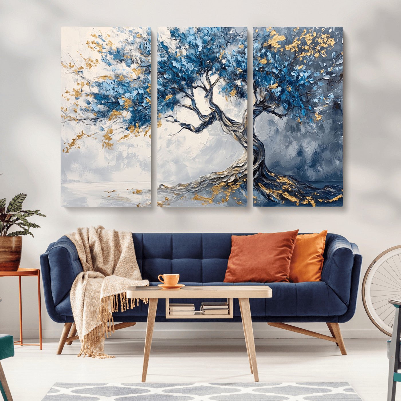 MGV-CV-48X32-3P - Abstract Tree Painting Canvas Wall Art | Tree of Life Painting Wall Art Canvas Print
