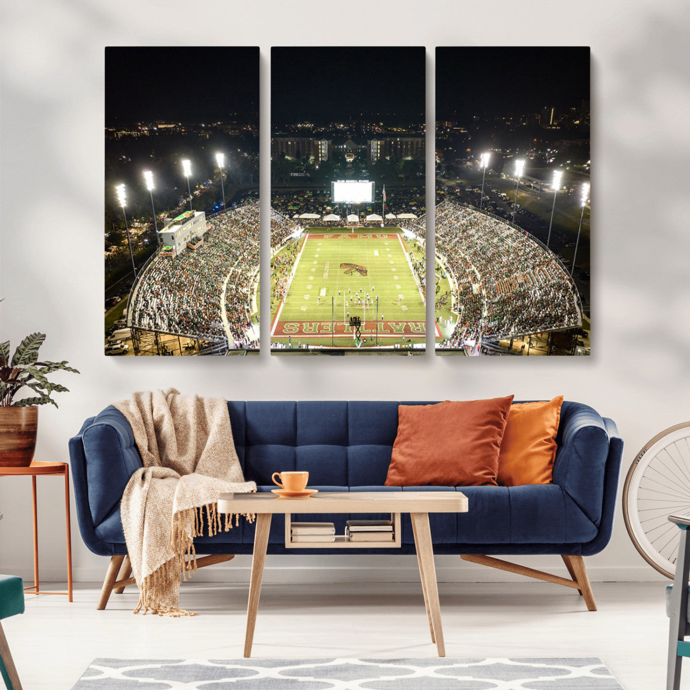 MGV-CV-48X32-3P - Florida A&M Rattlers Football Team Print - Tallahassee Bragg Memorial Stadium Wall Art Canvas Print