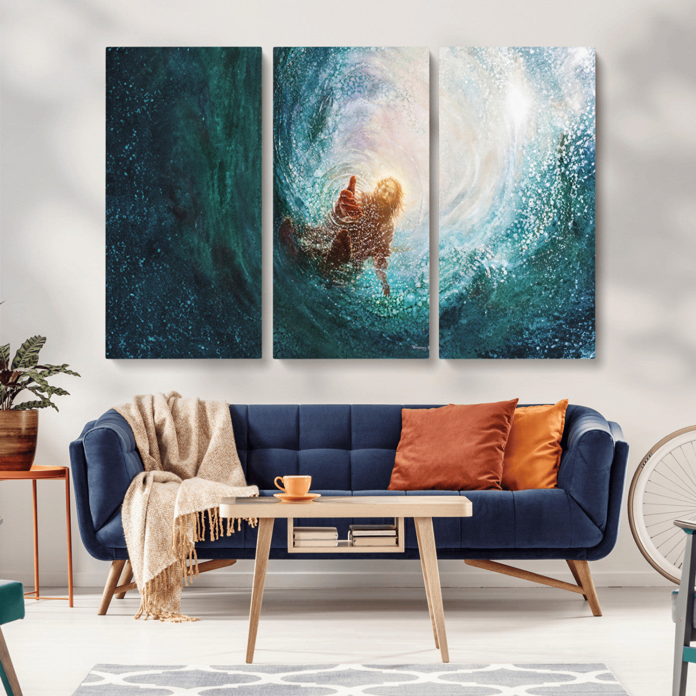 MGV-CV-48X32-3P - Powerful Jesus Canvas Print - Hand of Salvation, Inspirational Wall Art - Framed, Ready to Hang for