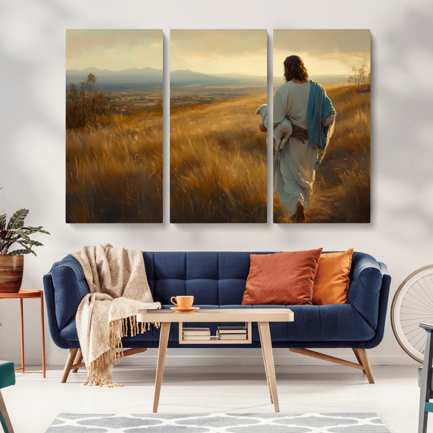 MGV-CV-48X32-3P - Jesus the Good Shepherd Wall Art Canvas Print - Inspirational Christian Religious Print for Prayer