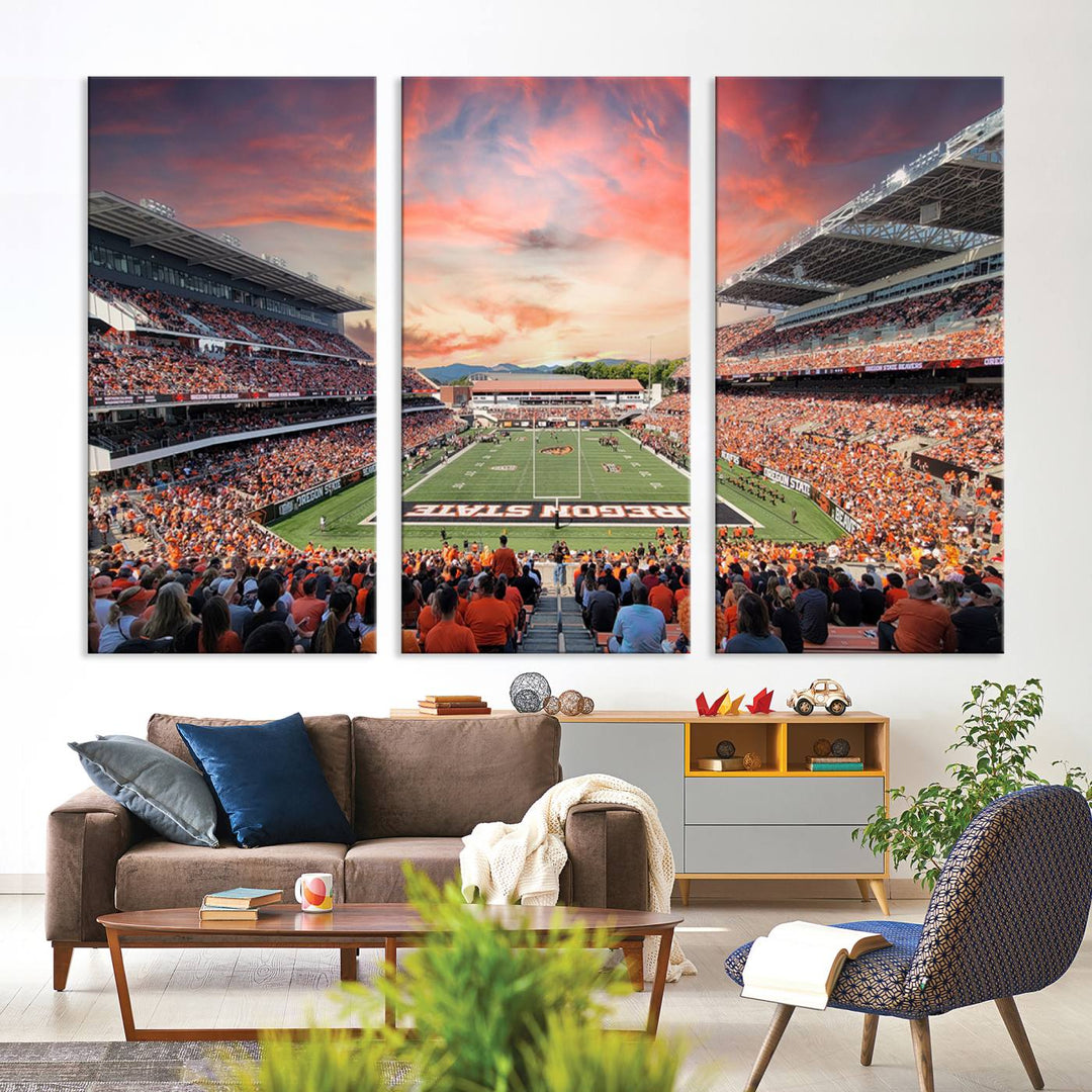 Oregon State Beavers Football Team Print - Corvallis Reser Stadium Wall Art Canvas Print