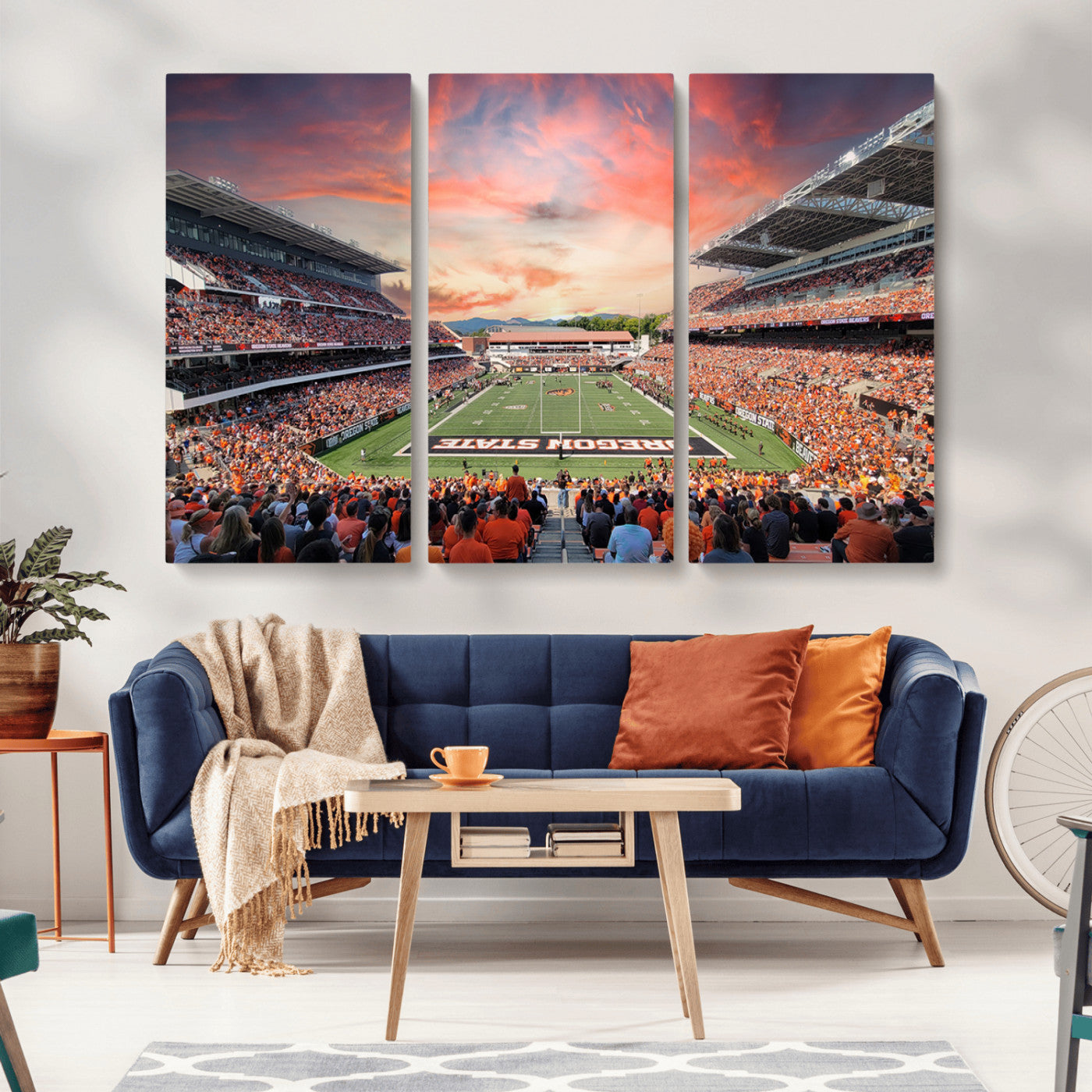 MGV-CV-48X32-3P - Oregon State Beavers Football Team Print - Corvallis Reser Stadium Wall Art Canvas Print