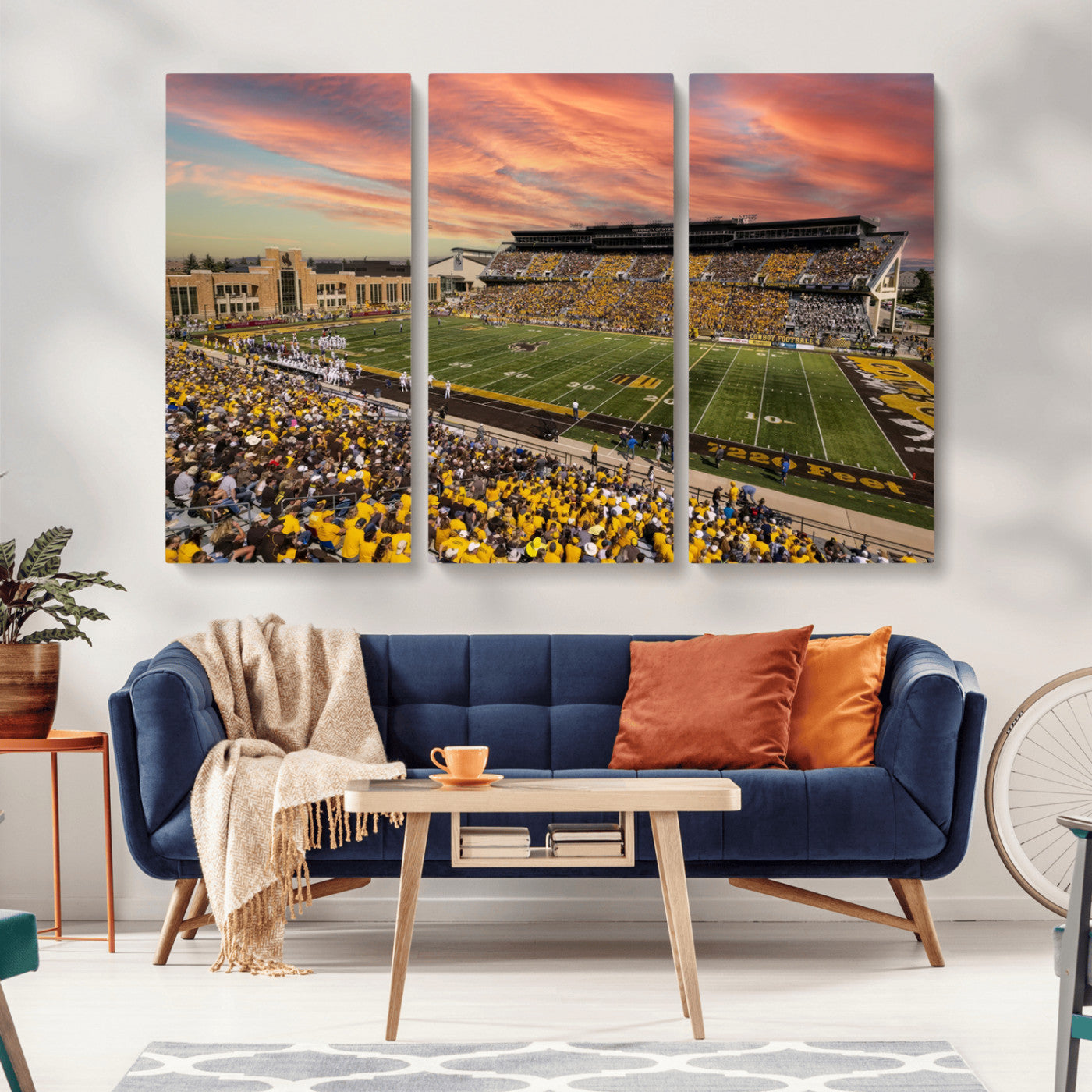 MGV-CV-48X32-3P - University of Wyoming Cowboys Football Team Print - Laramie Jonah Field War Memorial Stadium Wall