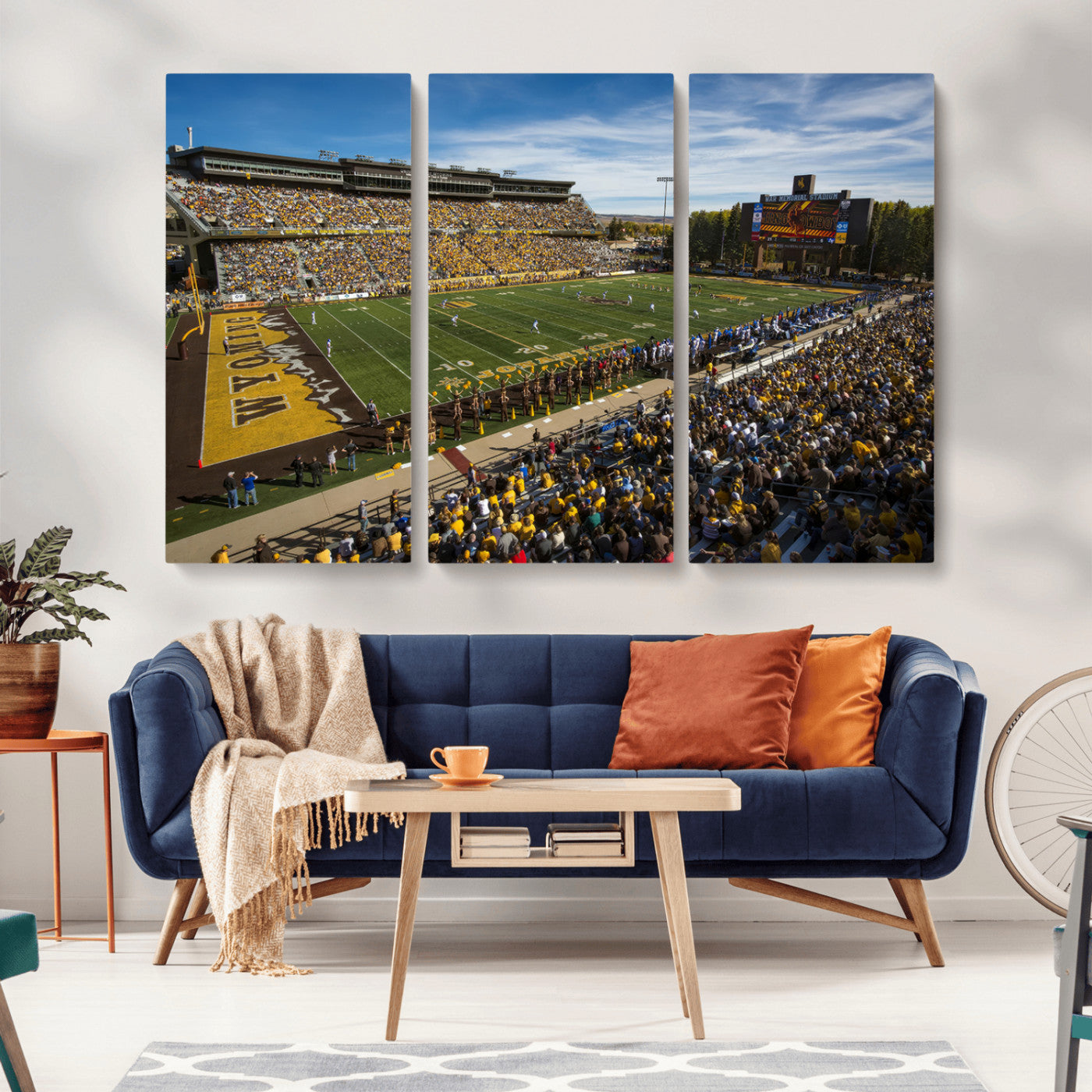 MGV-CV-48X32-3P - University of Wyoming Cowboys Football Team Print - Laramie Jonah Field War Memorial Stadium Wall