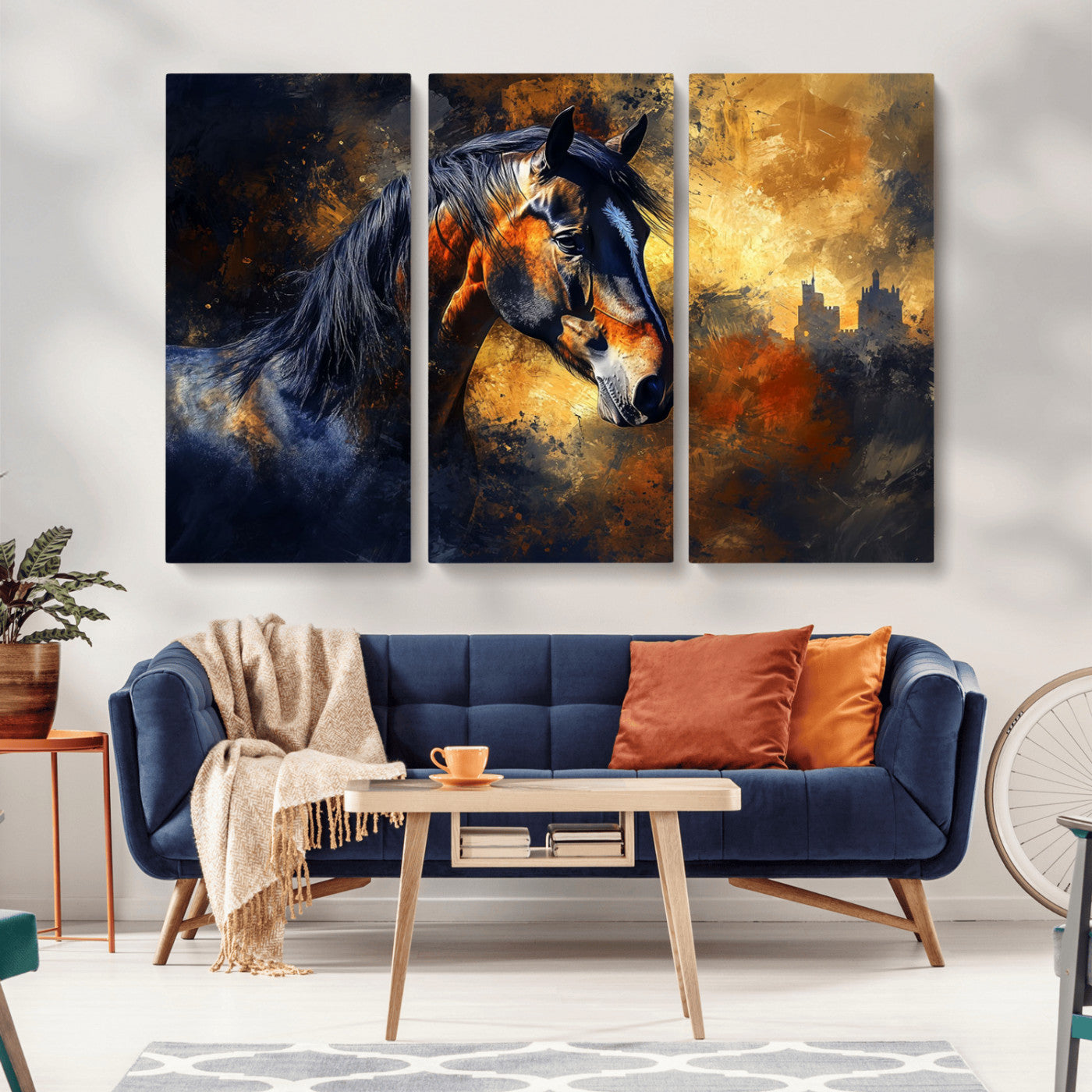 MGV-CV-48X32-3P - Abstract Horse Art Print - Abstract Canvas Wall Art | Perfect for Rustic Farmhouse, Modern, or