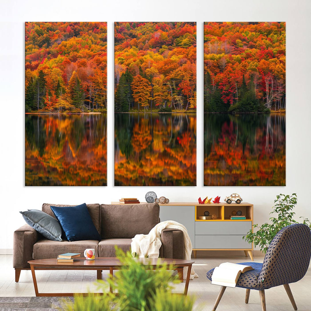 Autumn Reflection Canvas Print, Stunning Fall Foliage Wall Art, Serene Lake Landscape, Perfect Seasonal Decor Print