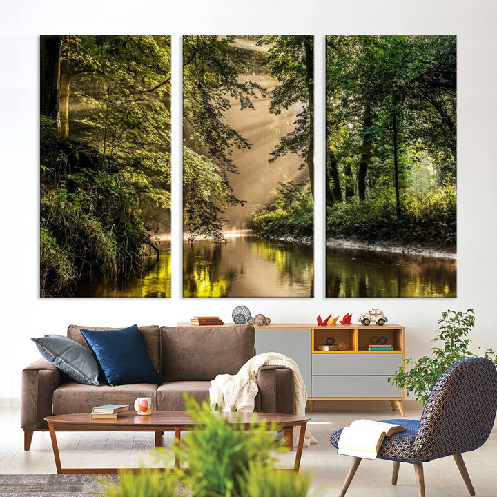 Forest River Landscape Wall Art | Ready to Hang Canvas Print | Perfect for Farmhouse Wall Decor, Cabin Wall Art, Nature-Inspired Home Décor