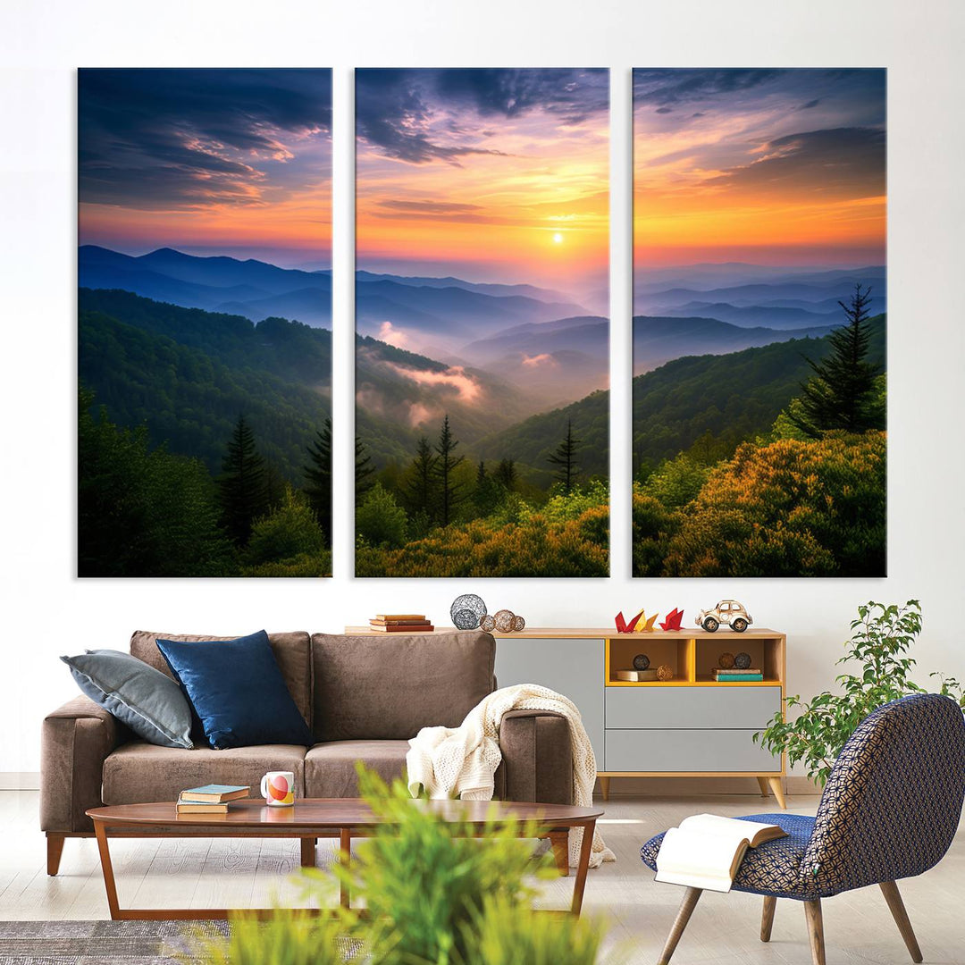 Majestic Mountain Sunrise Landscape Wall Art | Canvas Print Ready to Hang | Perfect for Farmhouse Wall Decor, Cabin Wall Art, Nature Lover’s Retreat