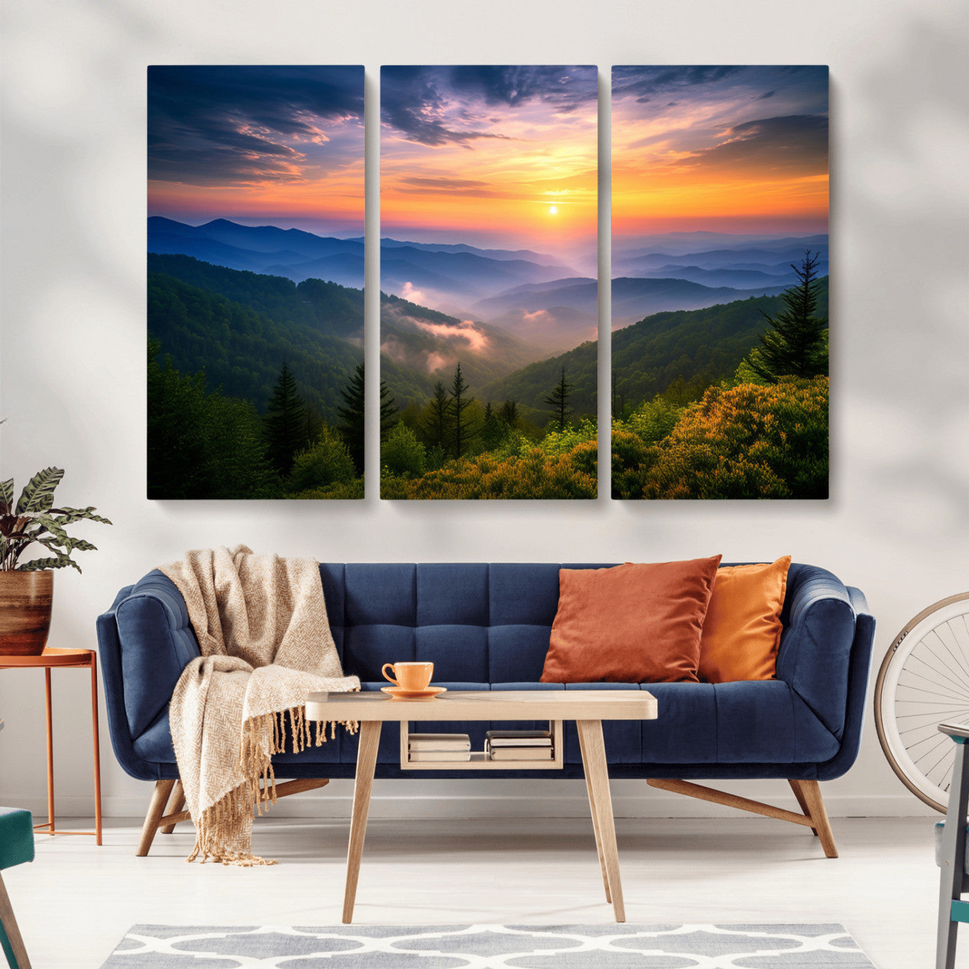 MGV-CV-48X32-3P - Majestic Mountain Sunrise Print | Landscape Wall Art | Canvas Print Ready to Hang | Farmhouse Wall