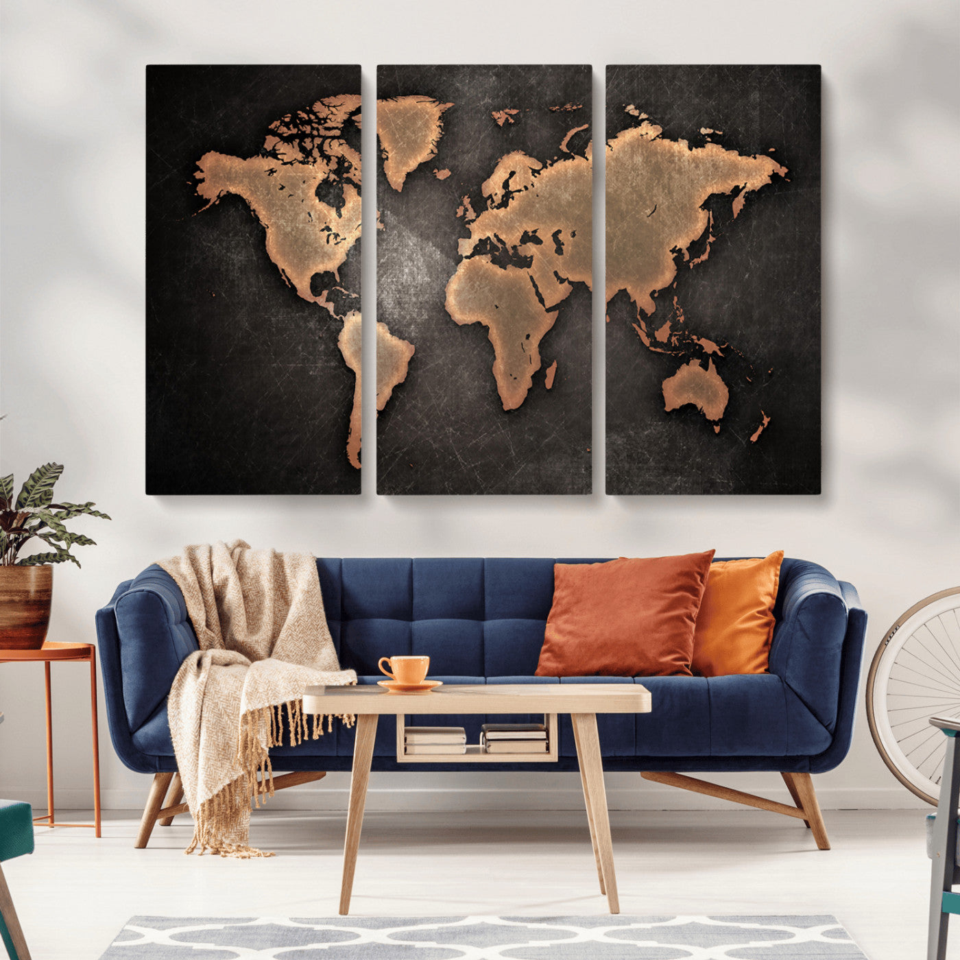 MGV-CV-48X32-3P - Push Pin World Map Canvas Print – Framed Wall Art for Couples to Track Their Travels – Anniversary