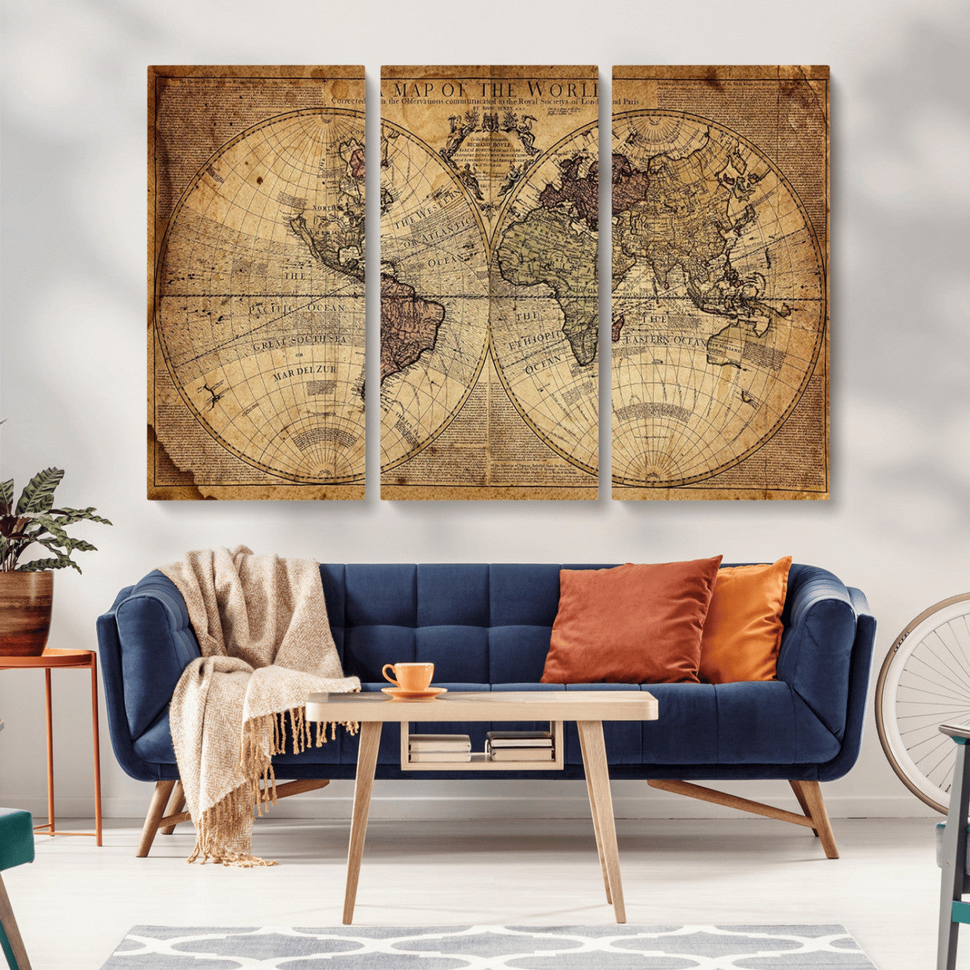 MGV-CV-48X32-3P - Push Pin World Map Canvas Print – Framed Wall Art for Couples to Track Their Travels – Anniversary