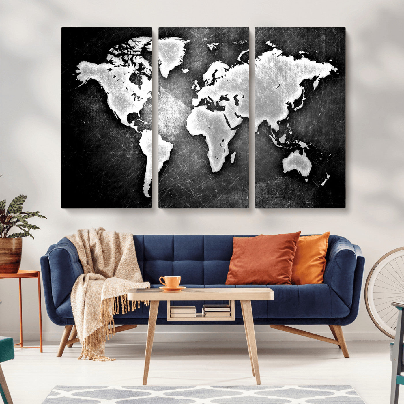 MGV-CV-48X32-3P - World Map Wall Art Canvas Print – Framed Wall Art for Anniversary Gift or Home Adventure Decor