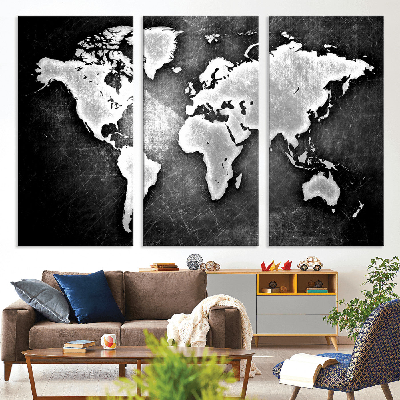 World Map Wall Art Canvas Print – Framed Wall Art for Anniversary Gift or Home Adventure Decor