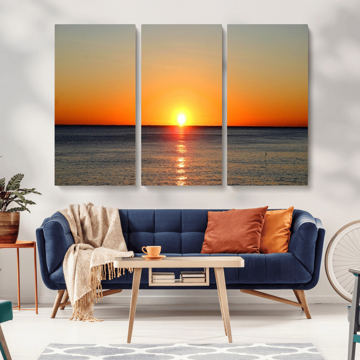 54676-MGV-CV-36X24-Golden Horizon Sunset Over Ocean Wall Art Canvas Print – Tropical Beach Canvas Wall Art – Giclee