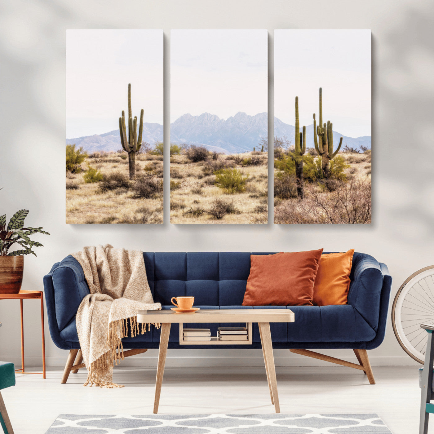 MGV-CV-48X32-3P - Arizona Desert Wall Art Print | Arizona Desert Canvas Print with Saguaro Cacti | Southwestern
