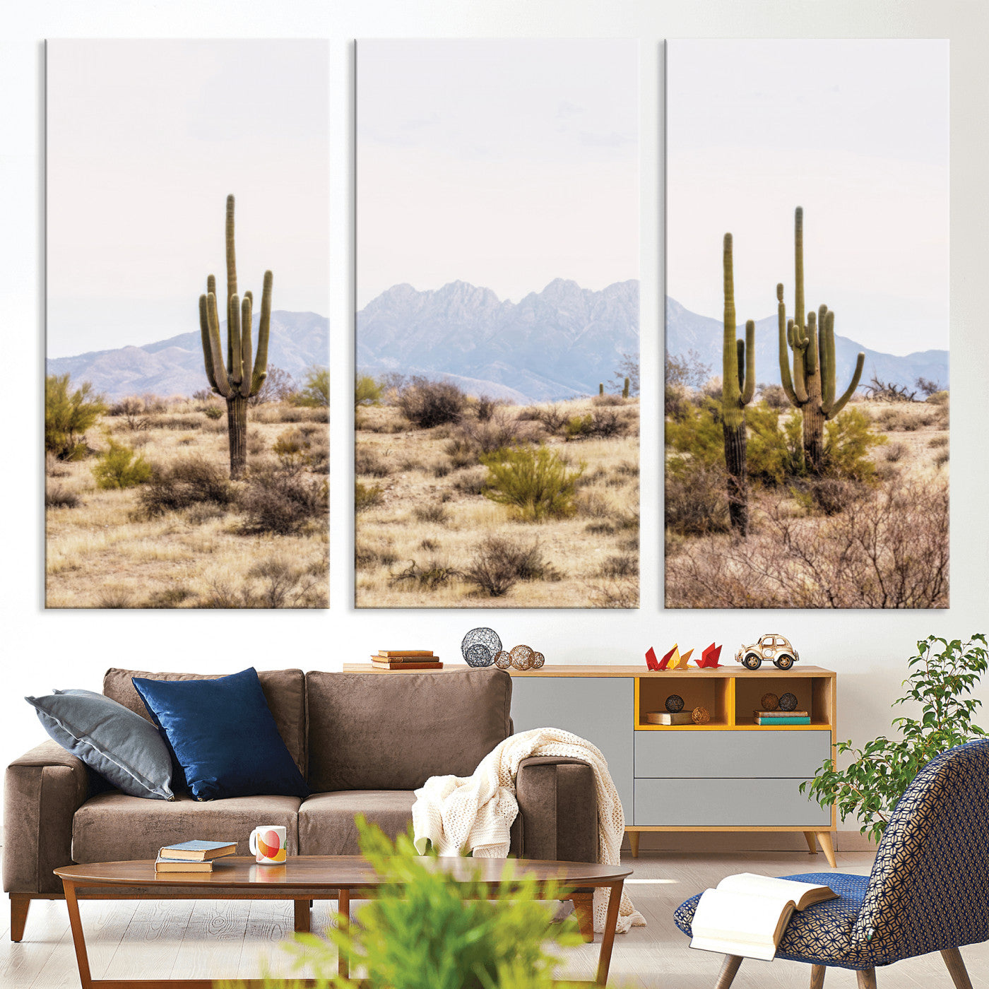 97436-MGV-CV-36X24-Arizona Desert Wall Art Print | Arizona Desert Canvas Print with Saguaro Cacti | Southwestern Landscape Wall Art | Framed Farmhouse Decor