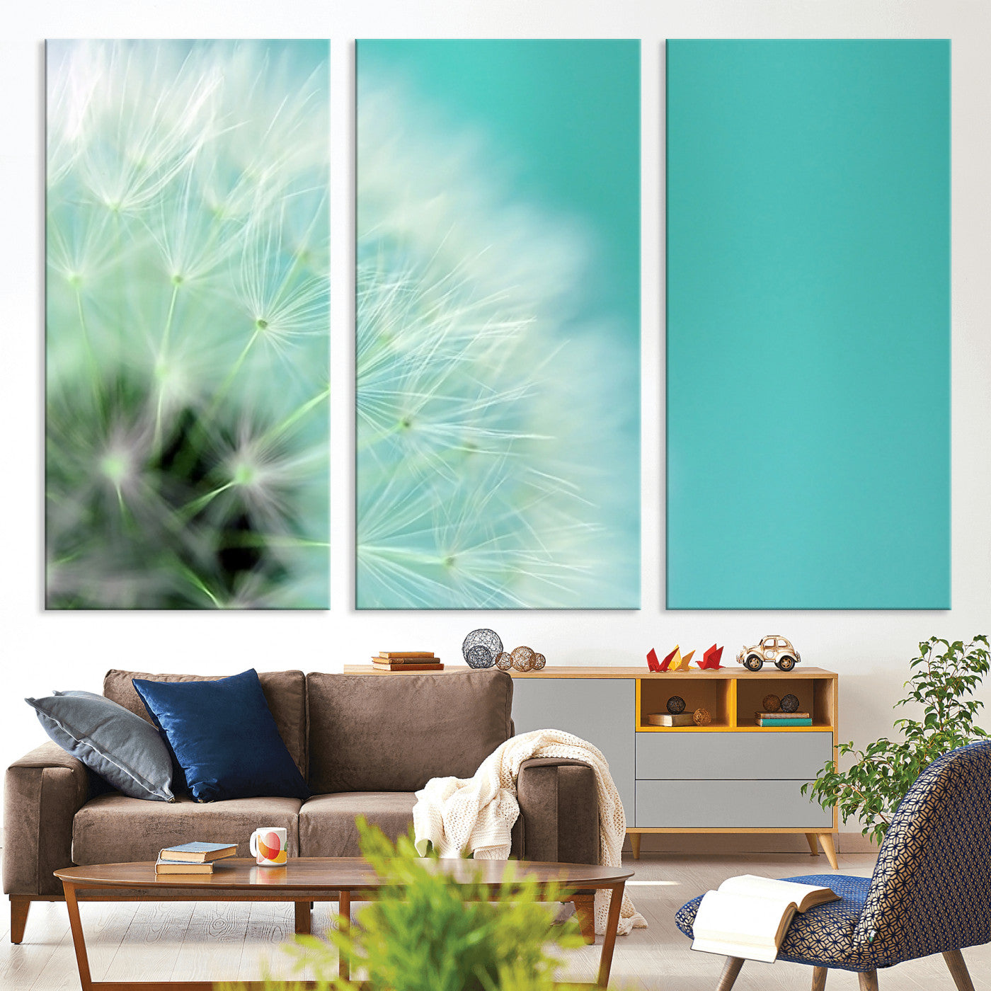 26056-MGV-CV-36X24-DANDELION Flower Wall Art Canvas Print, Canvas Dandelion Floral Wall Art