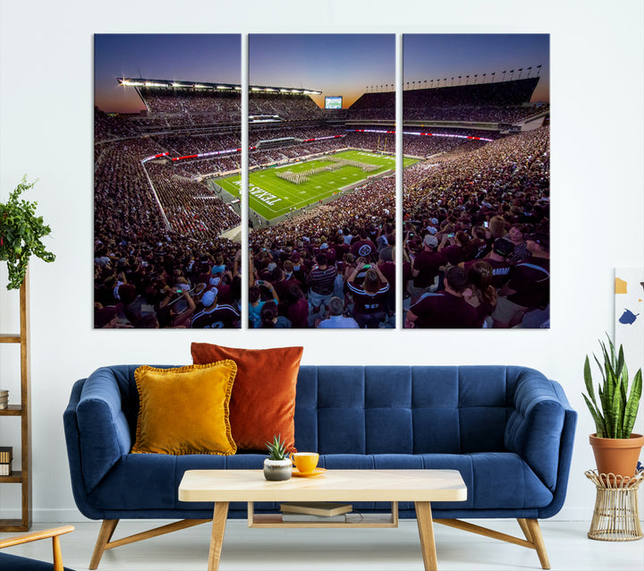 Texas A&M University Aggies Football Team Print - College Station Kyle Field Stadium Wall Art Canvas Print