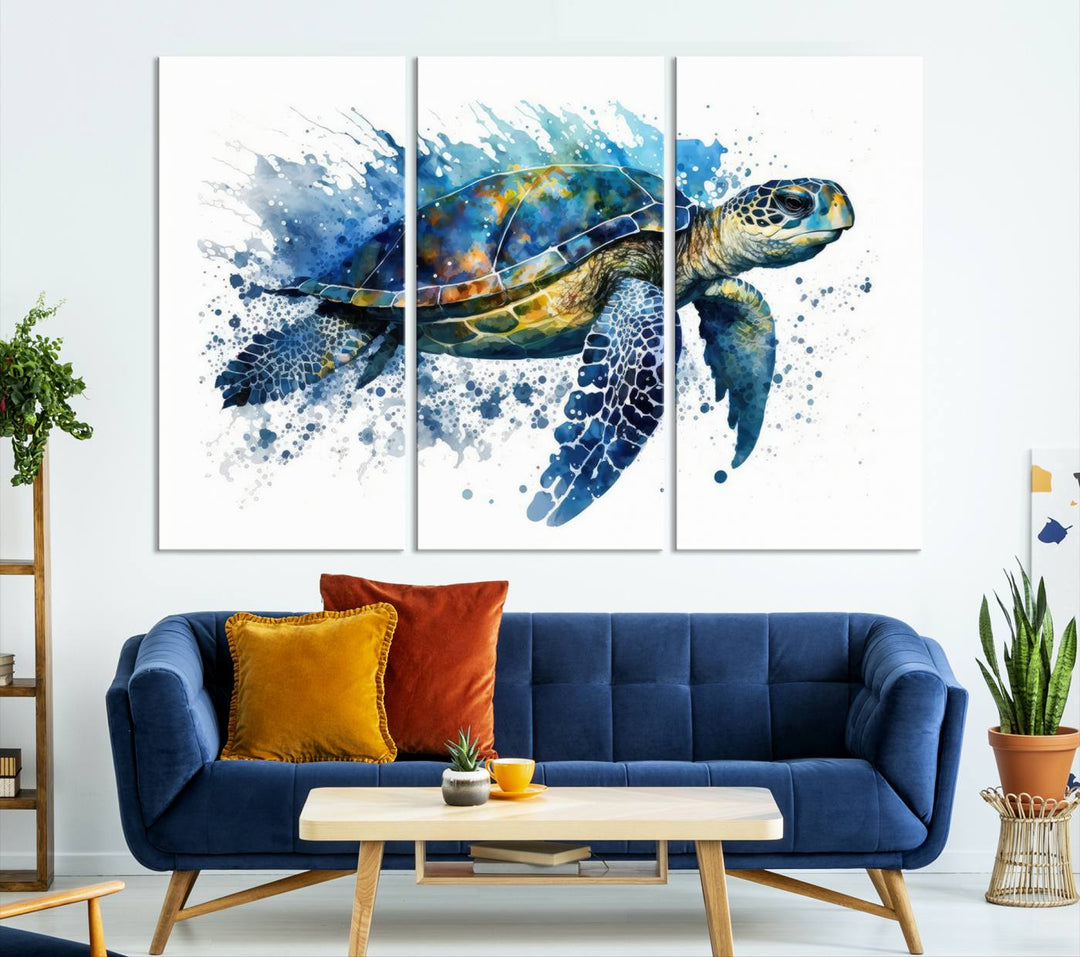 Watercolor Turtle Wall Art Canvas Print