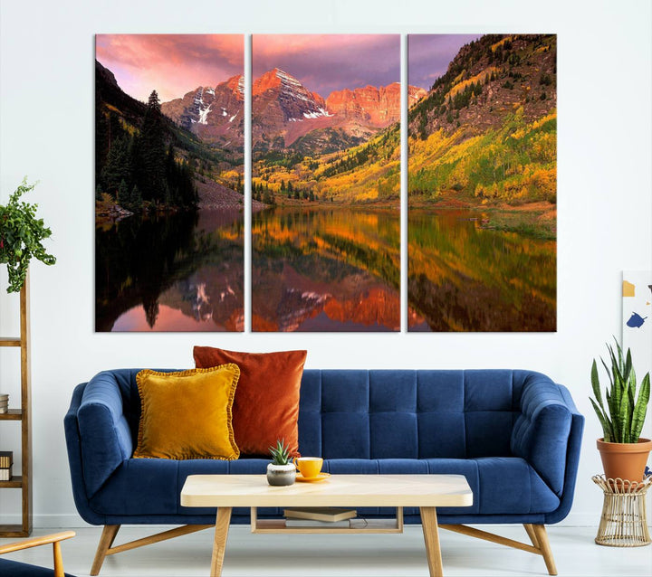 Colorado Rockies Mountain Sunset Wall Art | Ready to Hang and Framed | Scenic Nature Landscape Canvas Print