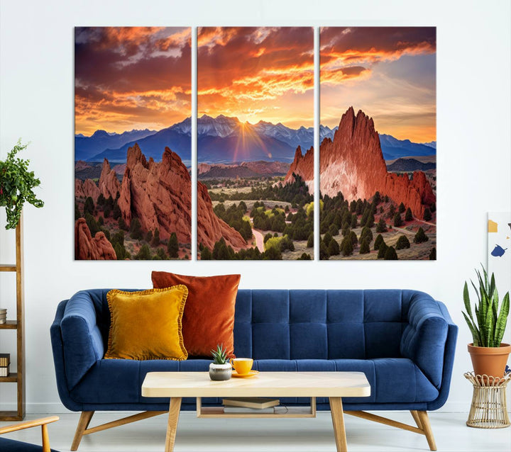 Rocky Mountains Sunset Wall Art Canvas Print – Ready to Hang, Framed Colorado Landscape