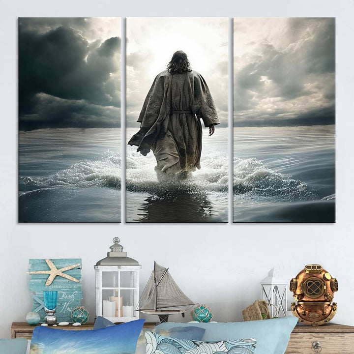 Jesus Walking on Water Wall Art | Canvas Print | Ready to Hang | Christian Home Decor | Spiritual Faith Wall Art | Inspirational Religious Wall Decor