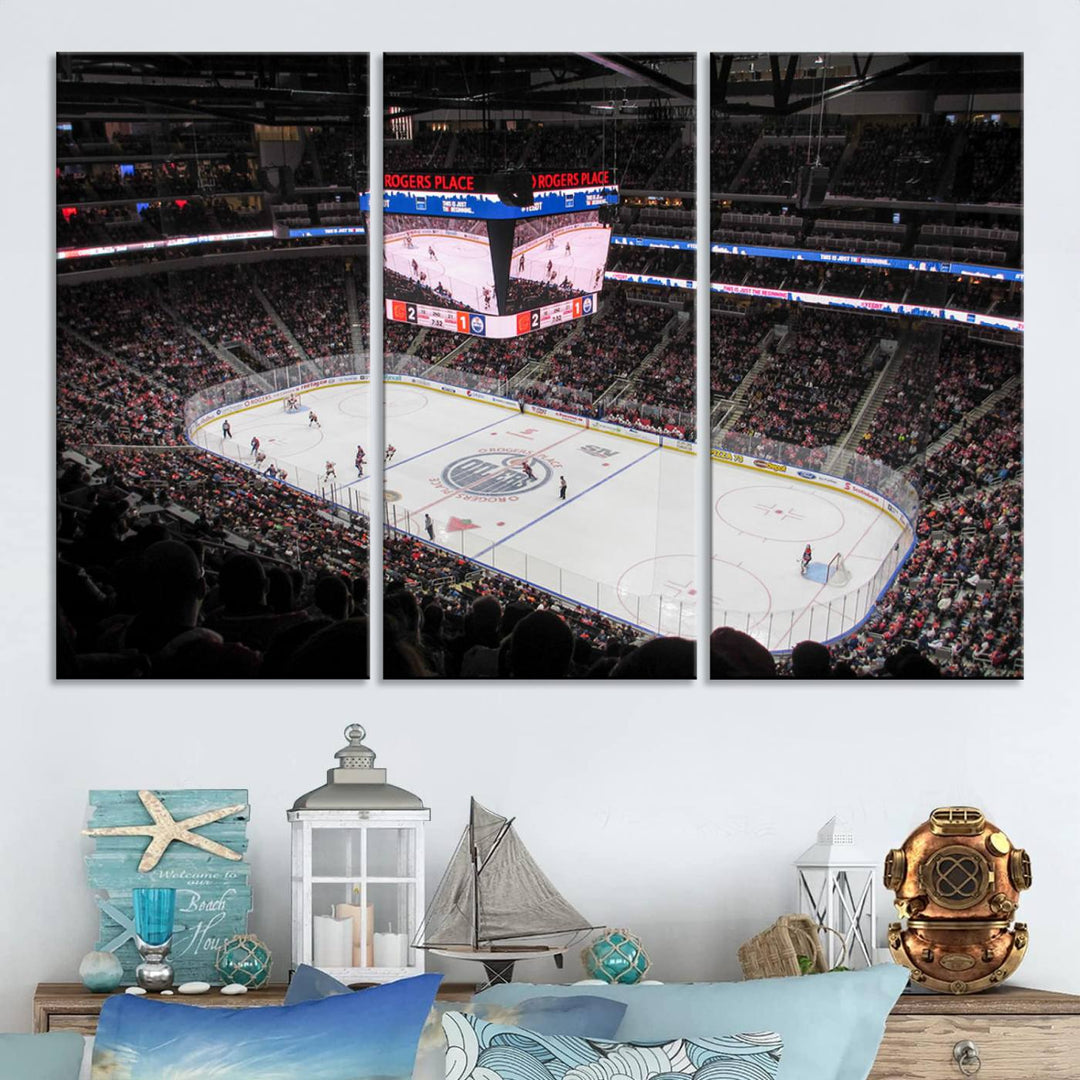 Rogers Place Edmonton Oilers Ice Hockey Stadium Wall Art Canvas Print