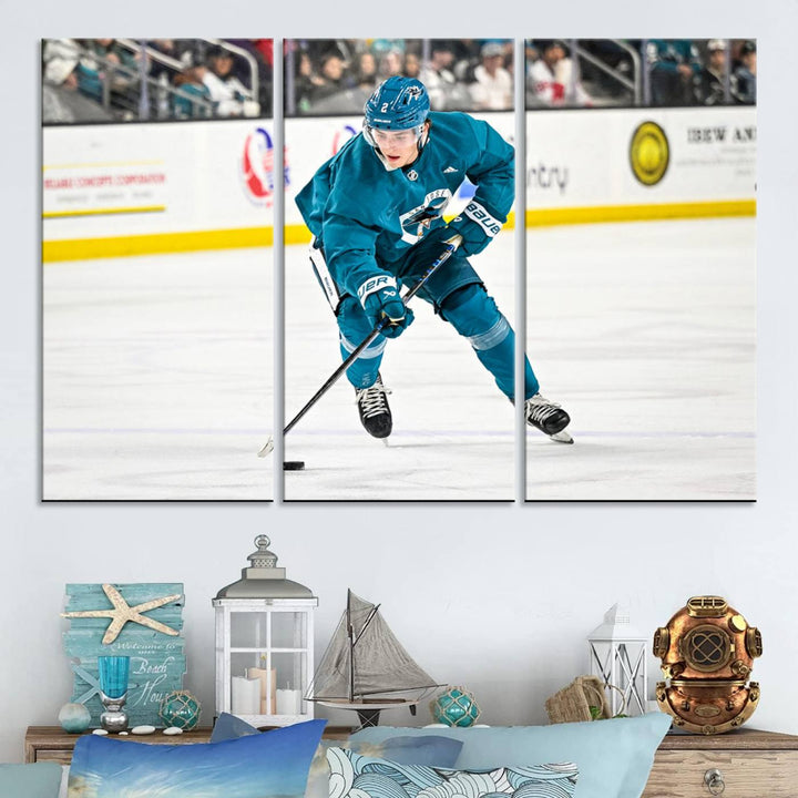 San Jose SharksIce Hockey Player Wall Art Canvas Print